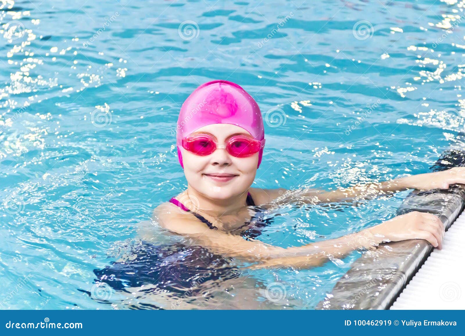 Girl in pink rubber hat stock image. Image of beautiful - 100462919