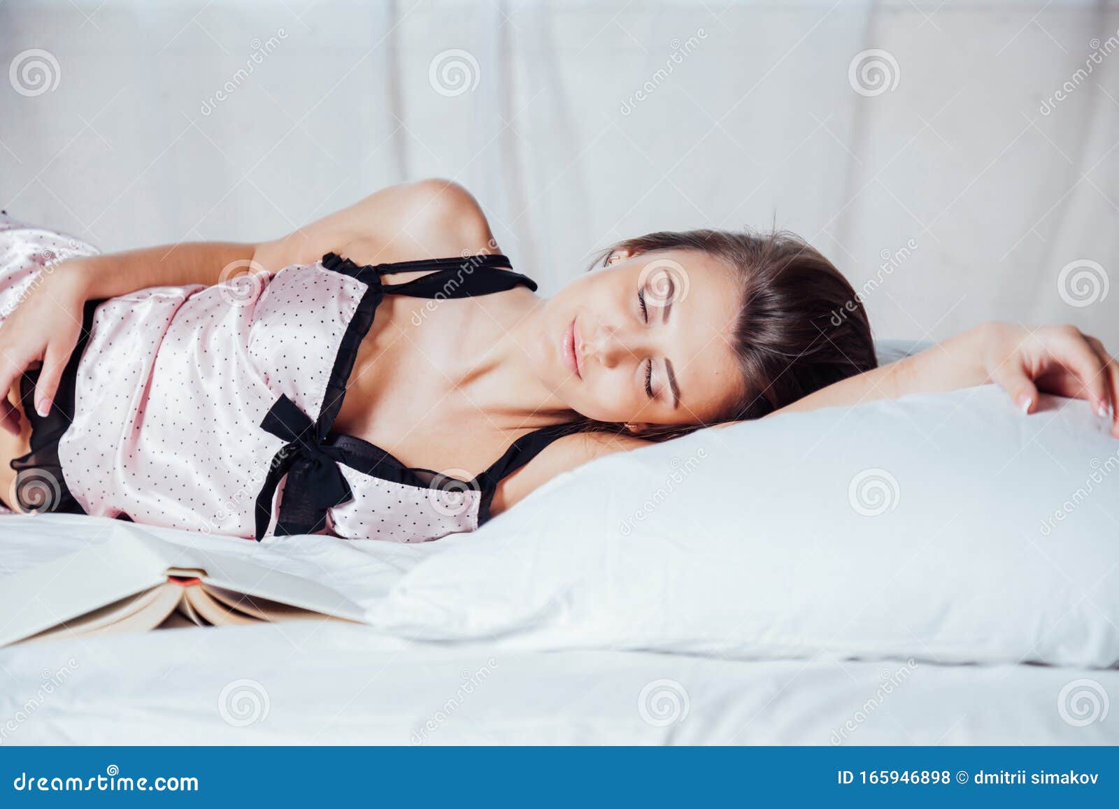 Girl In Pink Underwear On A Bed Stock Photo Image Of Adult Panties