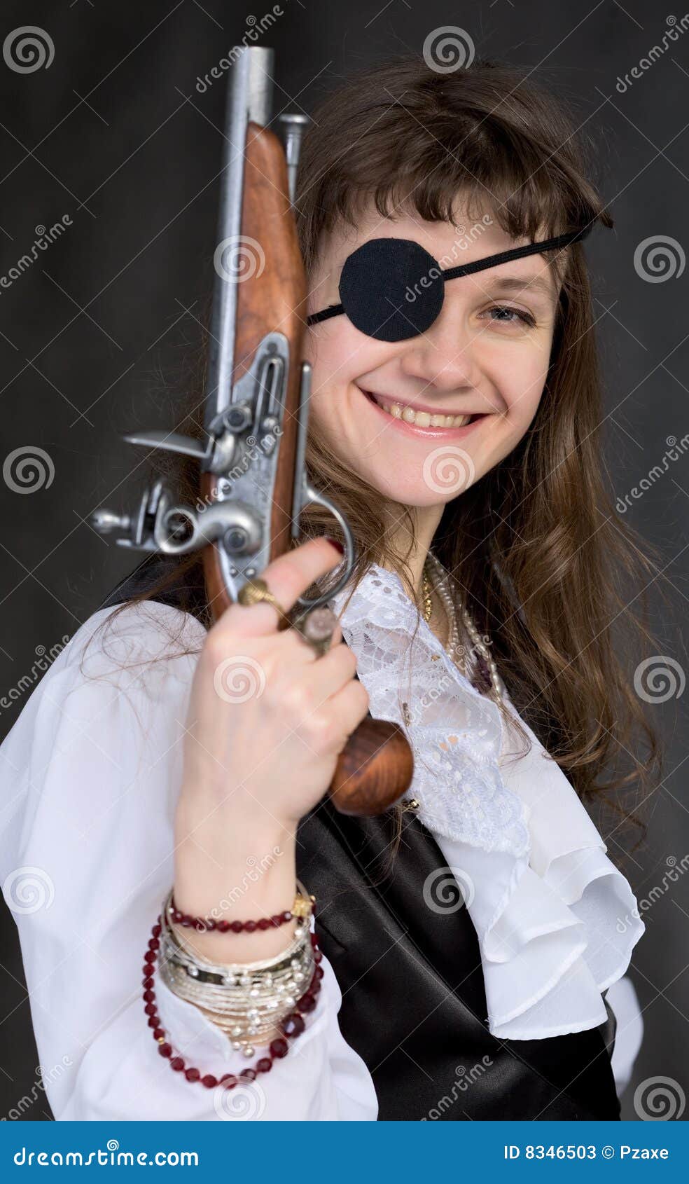Handsome Pirate With Eye-patch Shooting From Gun Stock 