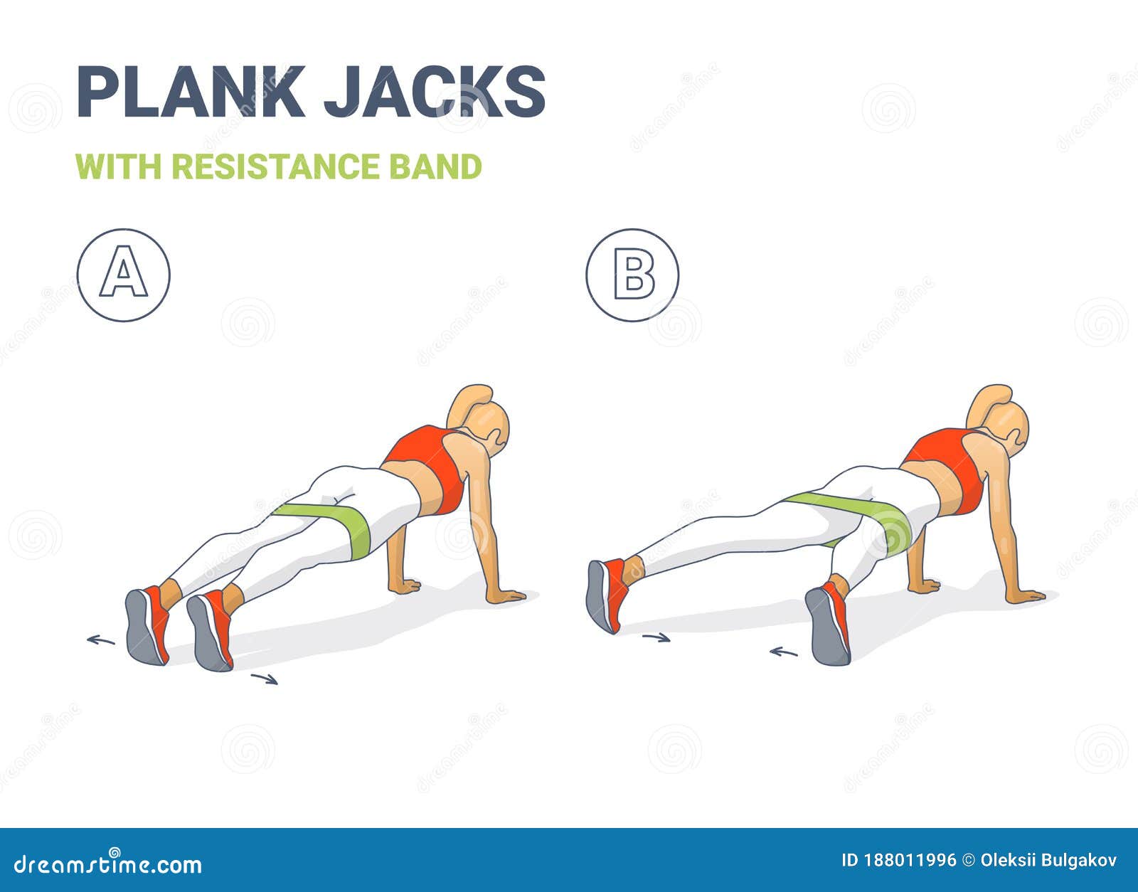 girl plank jacks weight loss workout exercise colorful concept