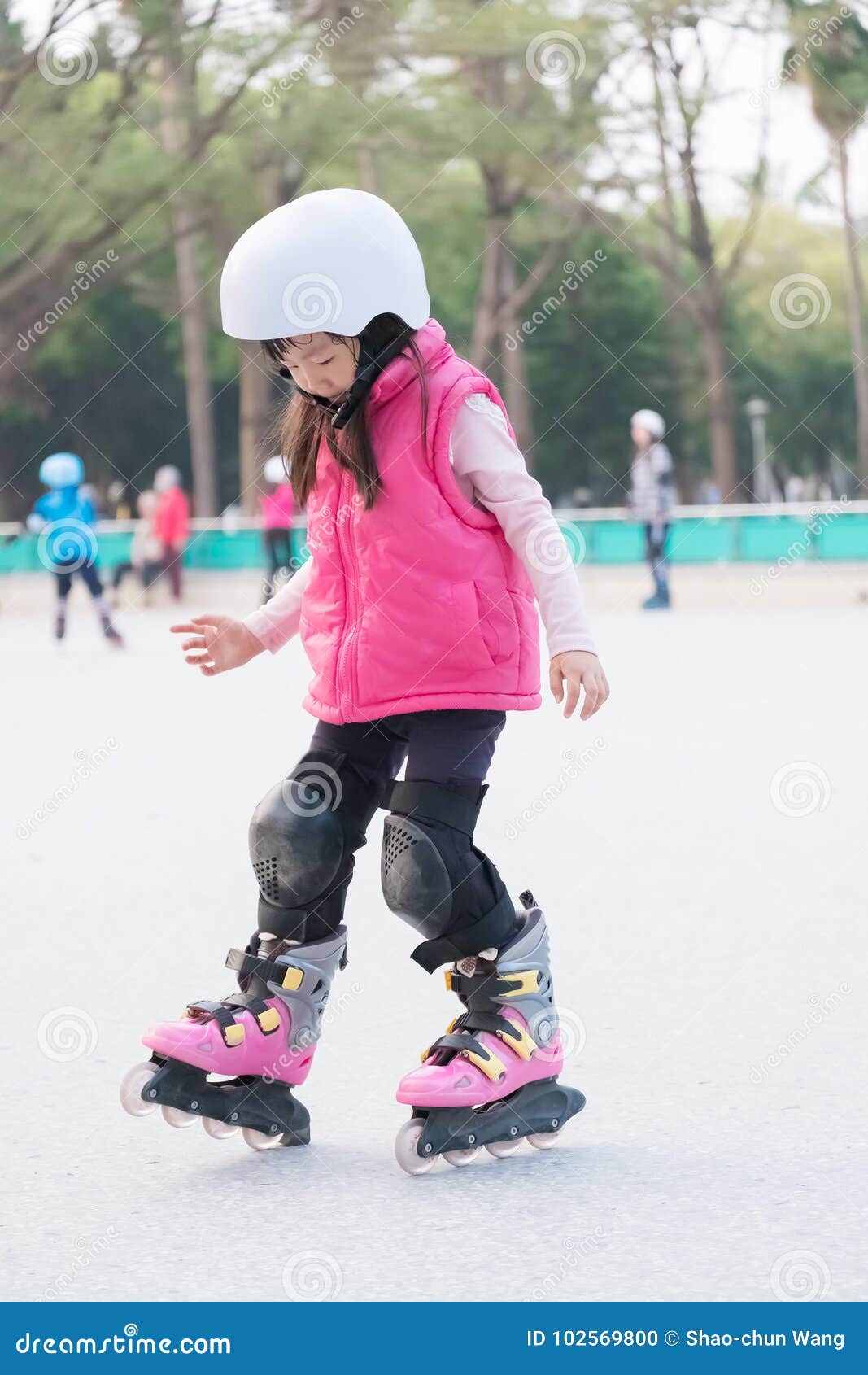 Girl play roller skating stock photo. Image of outdoor 102569800