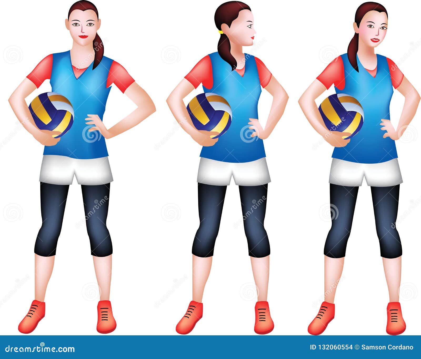 Volleyball Player in a Blue Sports Attire Stock Vector - Illustration of  smile, vector: 132060554