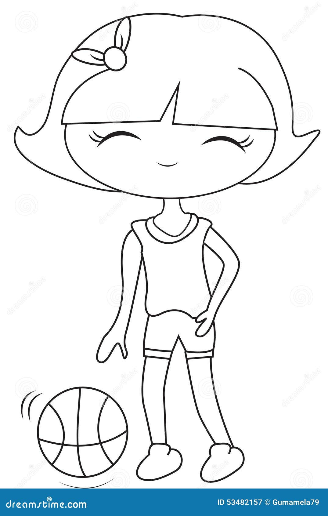 Girl playing basketball coloring page