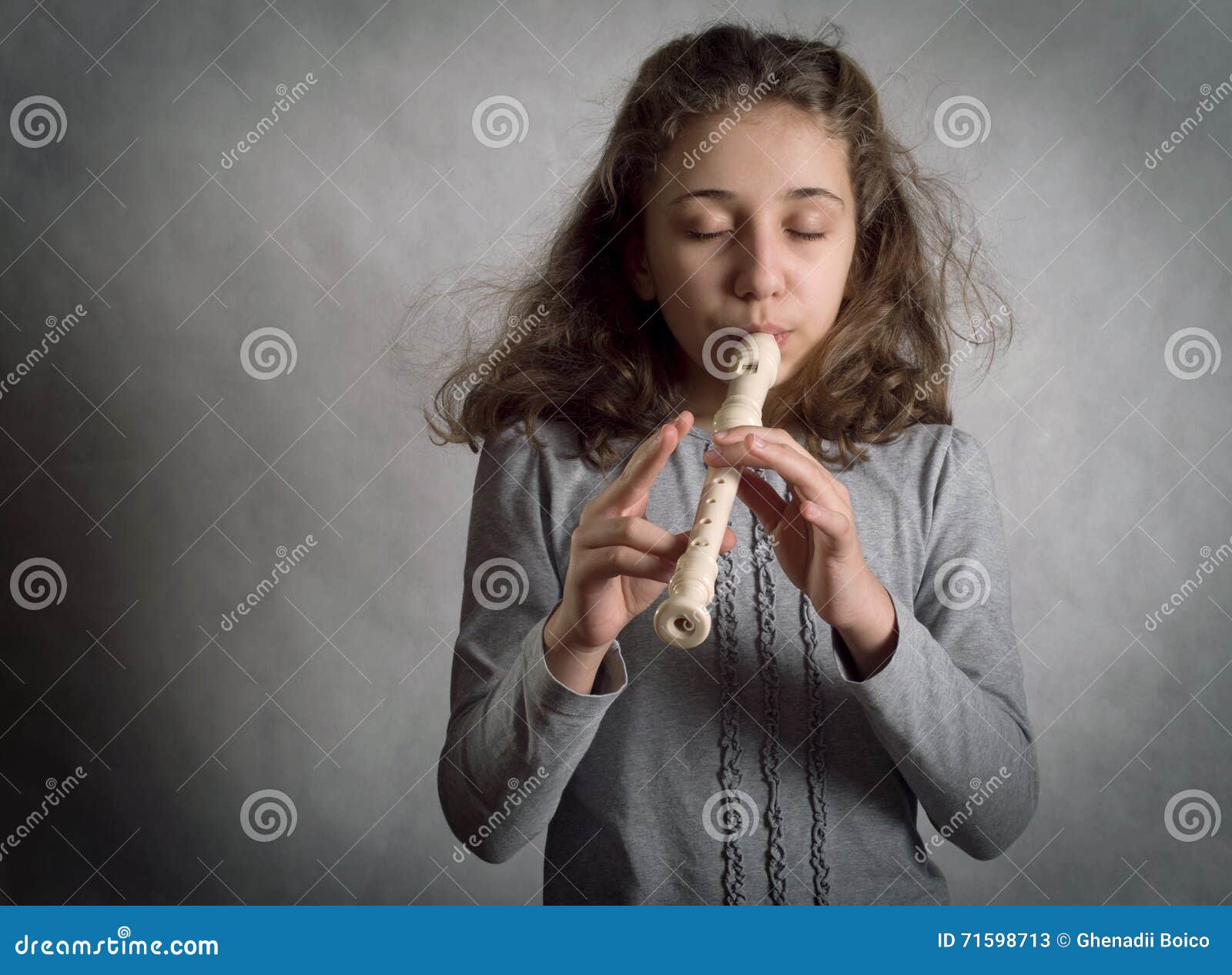 Girl Playing Flute stock image. Image of flute, musician 71598713