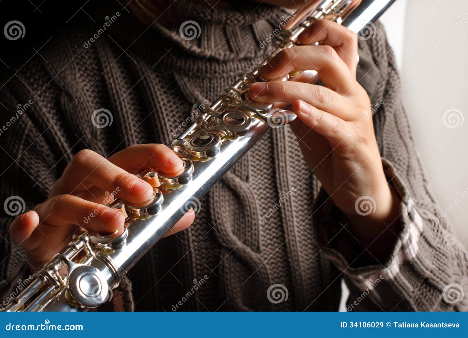 Girl Playing Flute Stock Image Image Of Orchestra Instrument 34106029