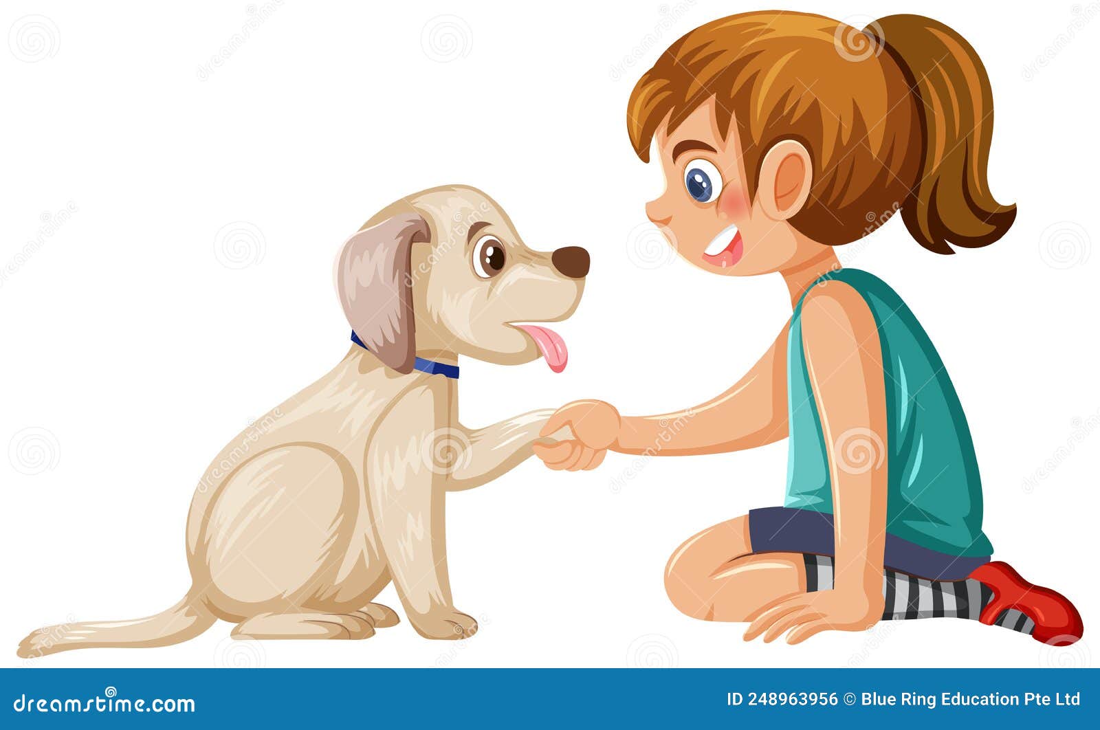 A Girl Playing with Her Dog Stock Vector Illustration of fauna, girl 248963956