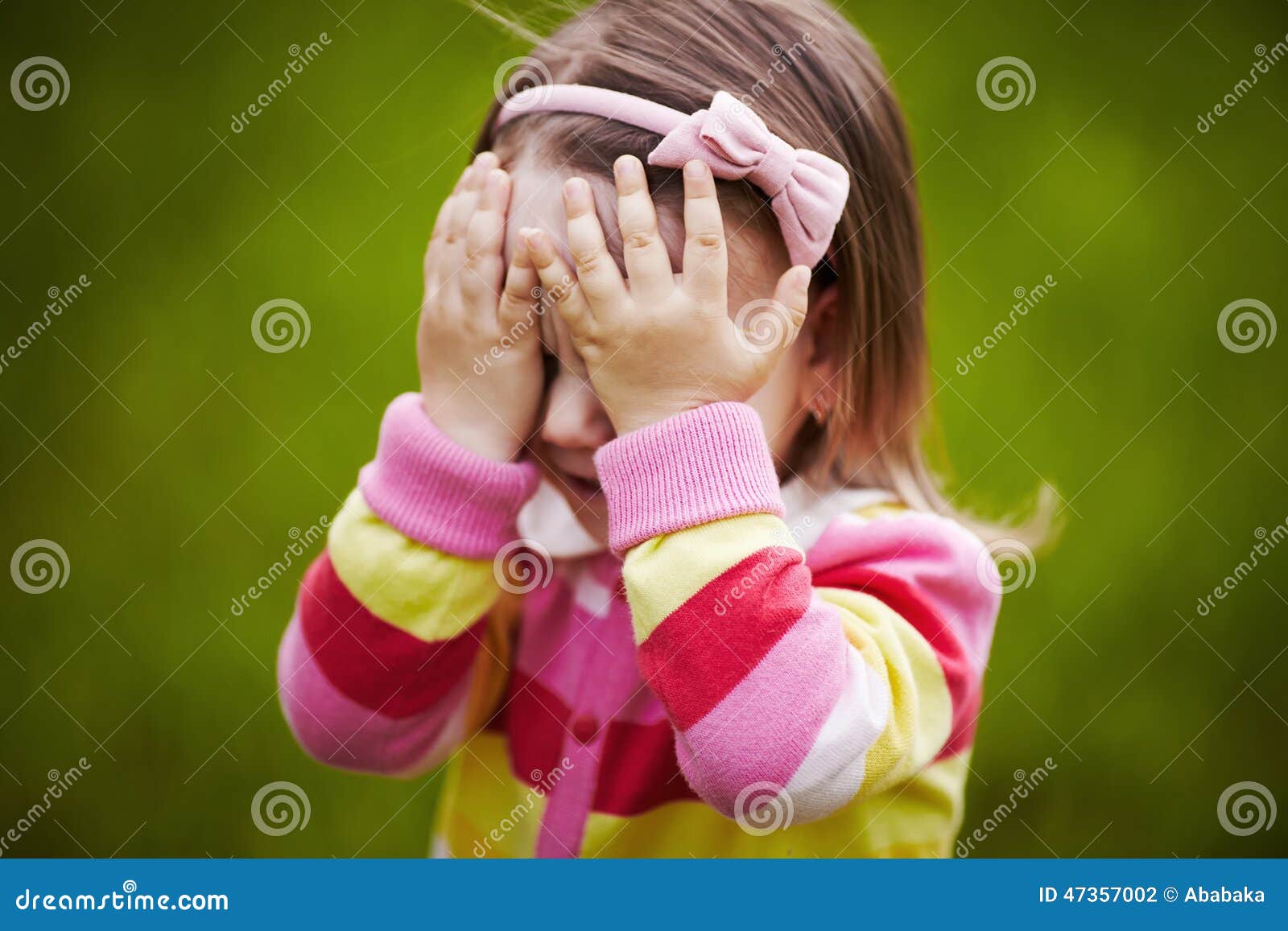 Girl is Playing Hideandseek Hiding Face Stock Photo Image of hands