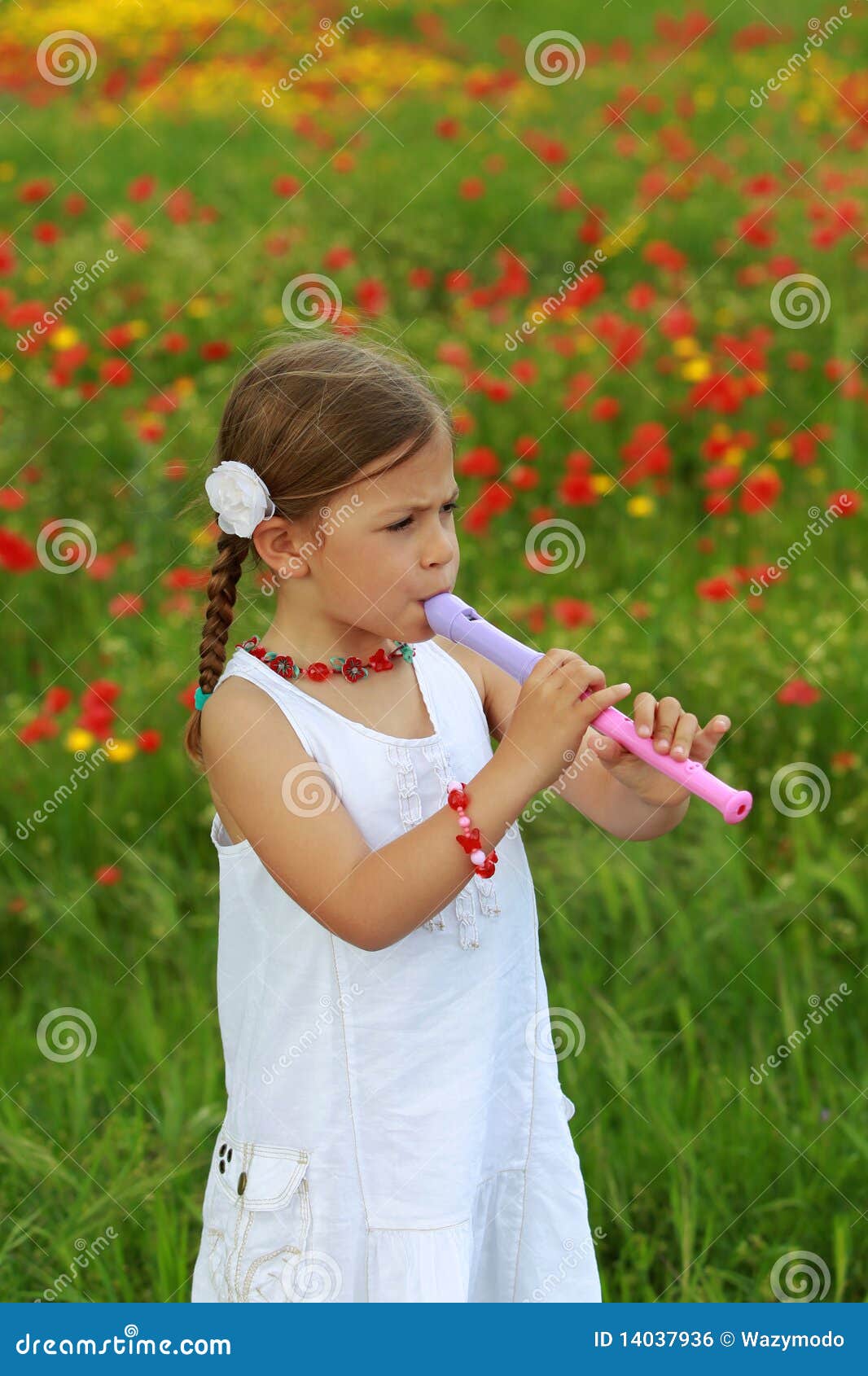 Girl Playing a Recorder (flute) Stock Photo Image of musical, girl