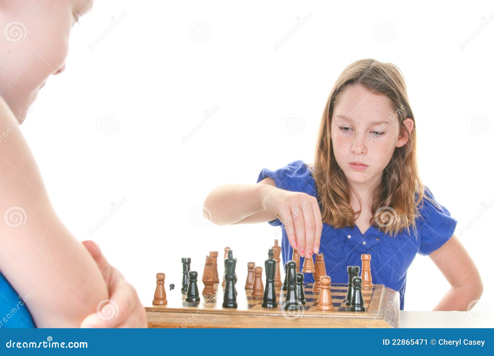 Girl Watching Next Chess Move Stock Photo - Image of strategy, children:  22865482