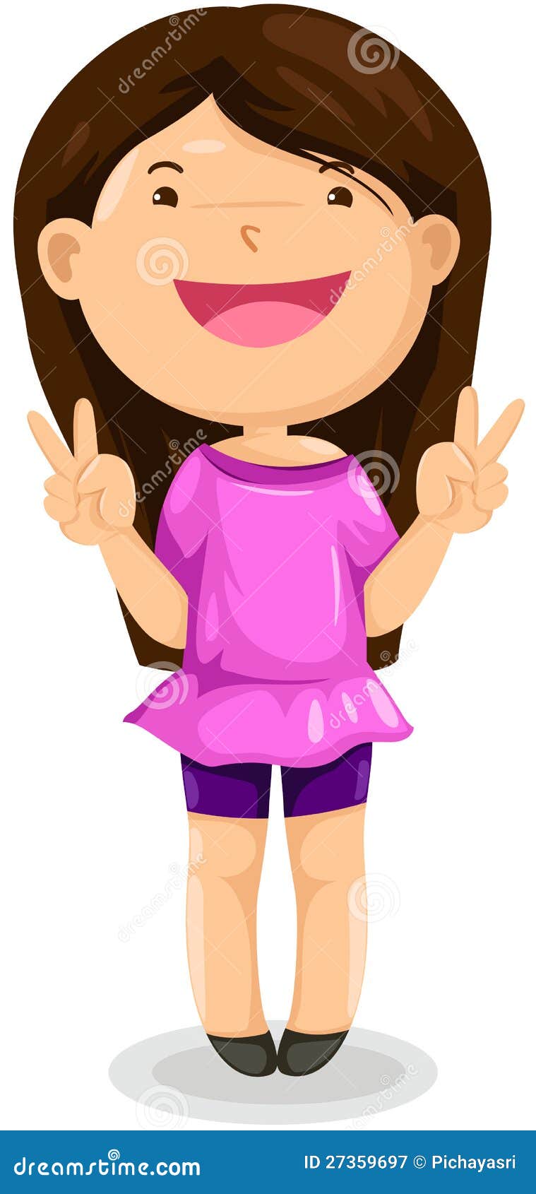 Kid Girl With Pointing Pose RoyaltyFree Illustration CartoonDealer