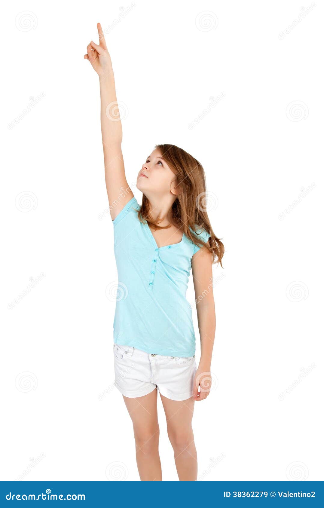 Girl pointing up stock image. Image of showing, finger - 38362279