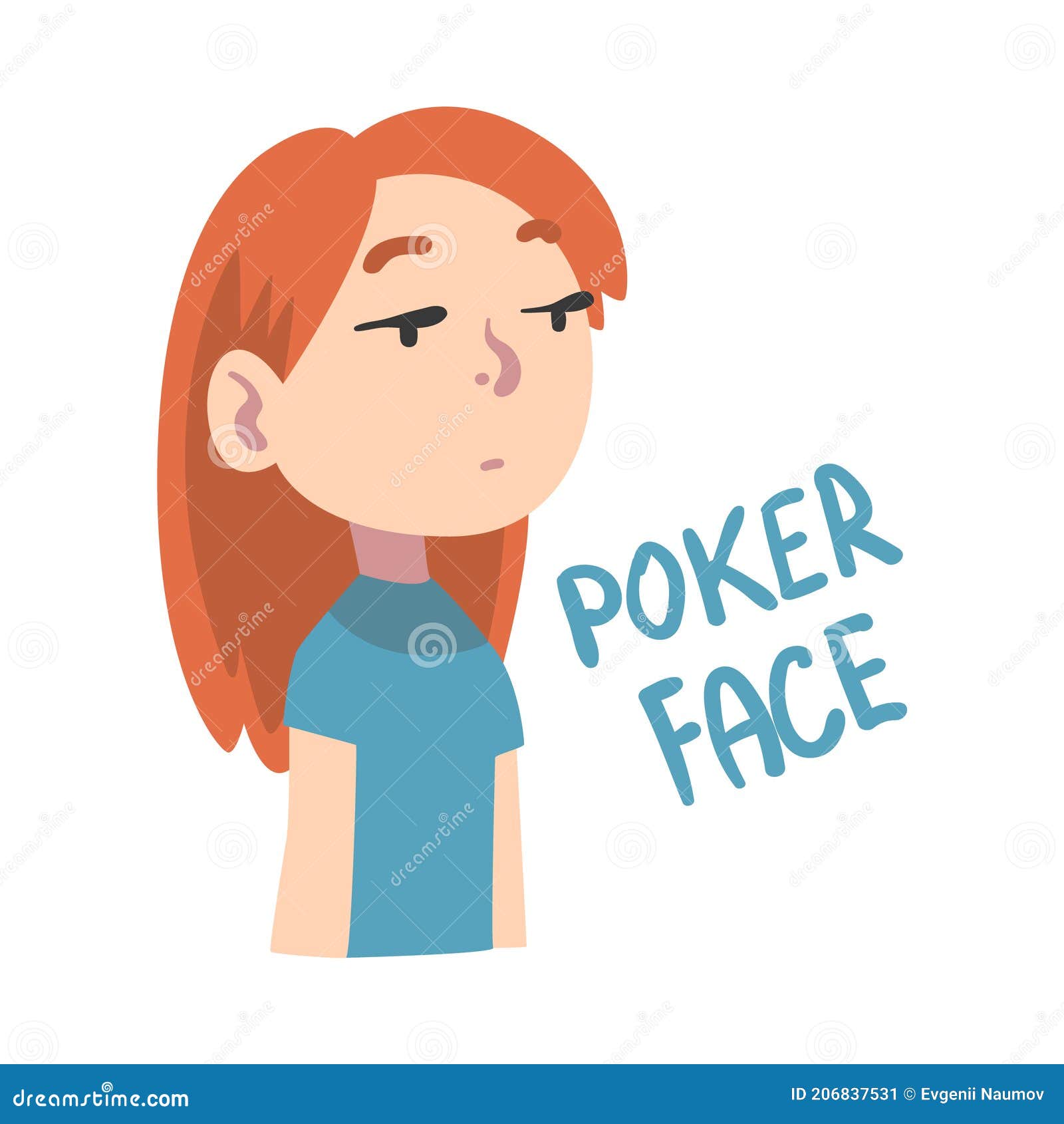 Girl with Poker Face, Child with Imperturbable Facial Expression Cartoon  Style Vector Illustration Stock Illustration - Illustration of people,  girl: 206837531