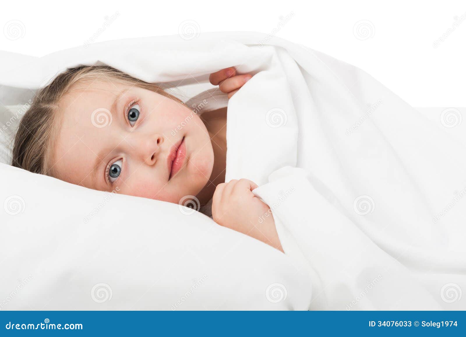 Girl portrait in white bed stock image. Image of repose 34076033