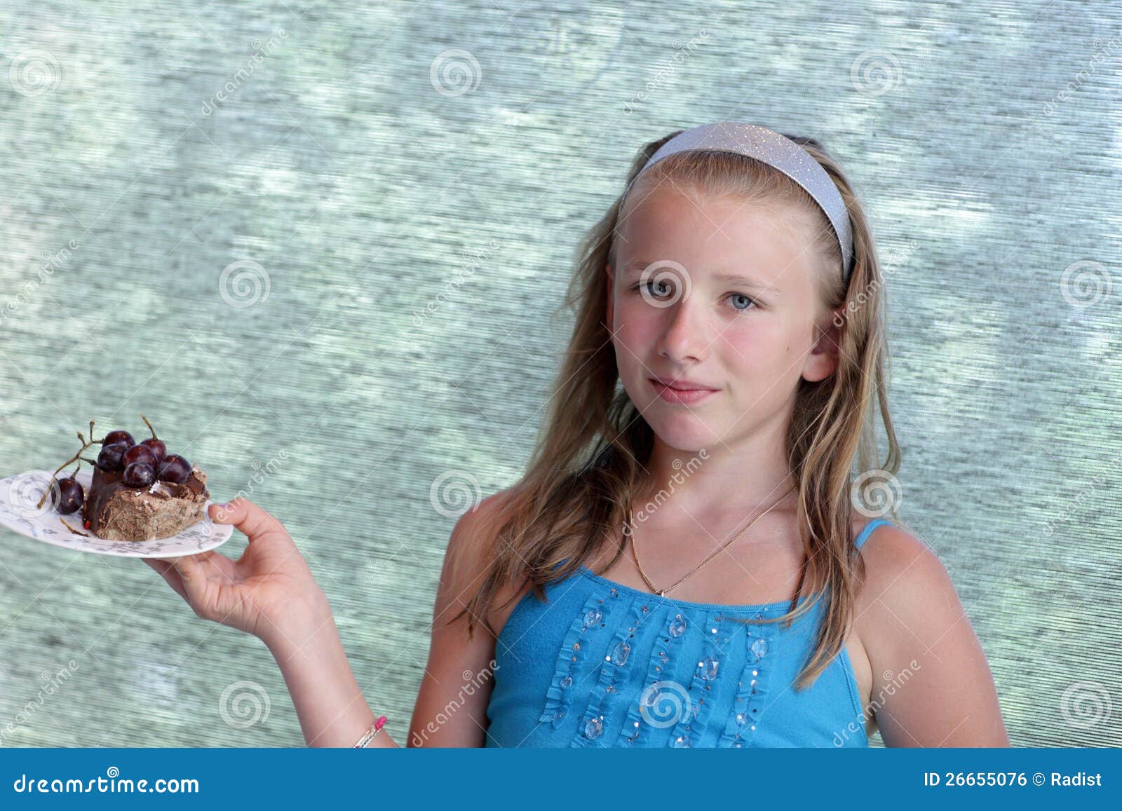 Girl posing with cake stock photo. Image of restaurant 26655076