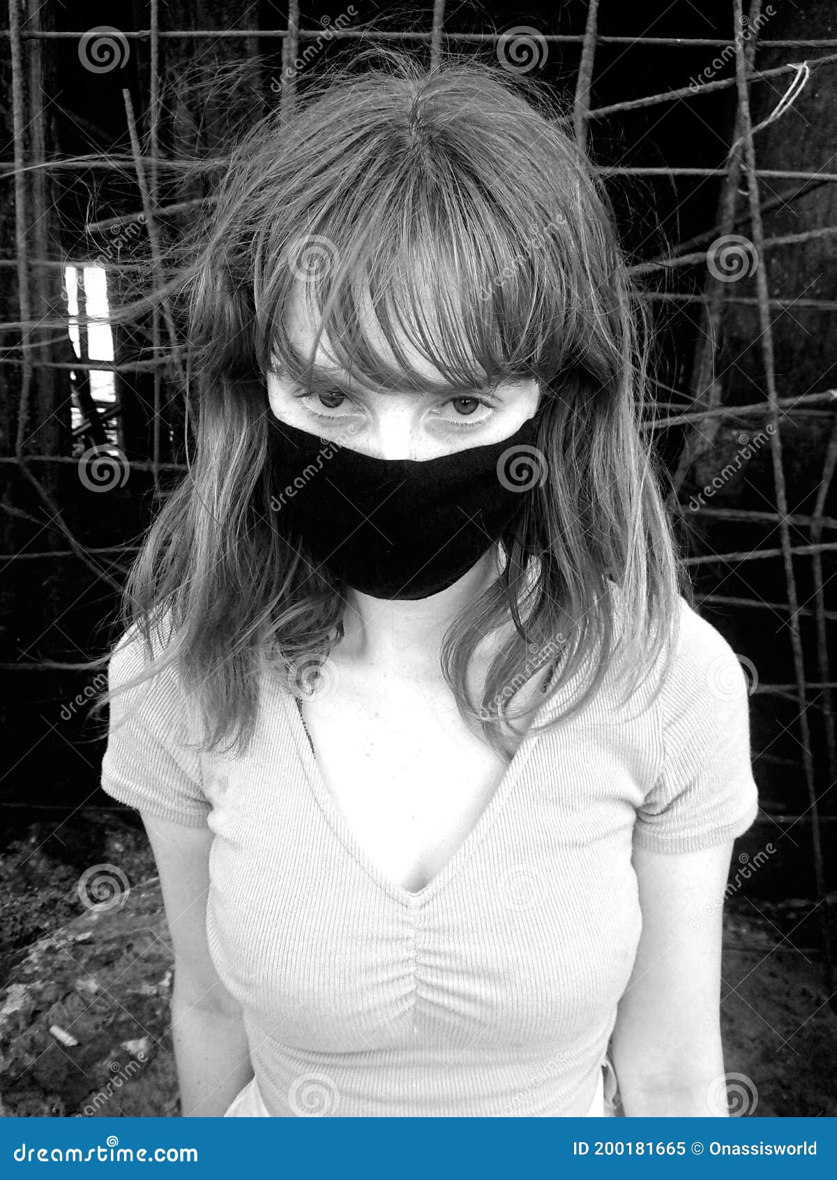 Girl Posing Wearing a Black Mask Stock Image Image of black, wearing