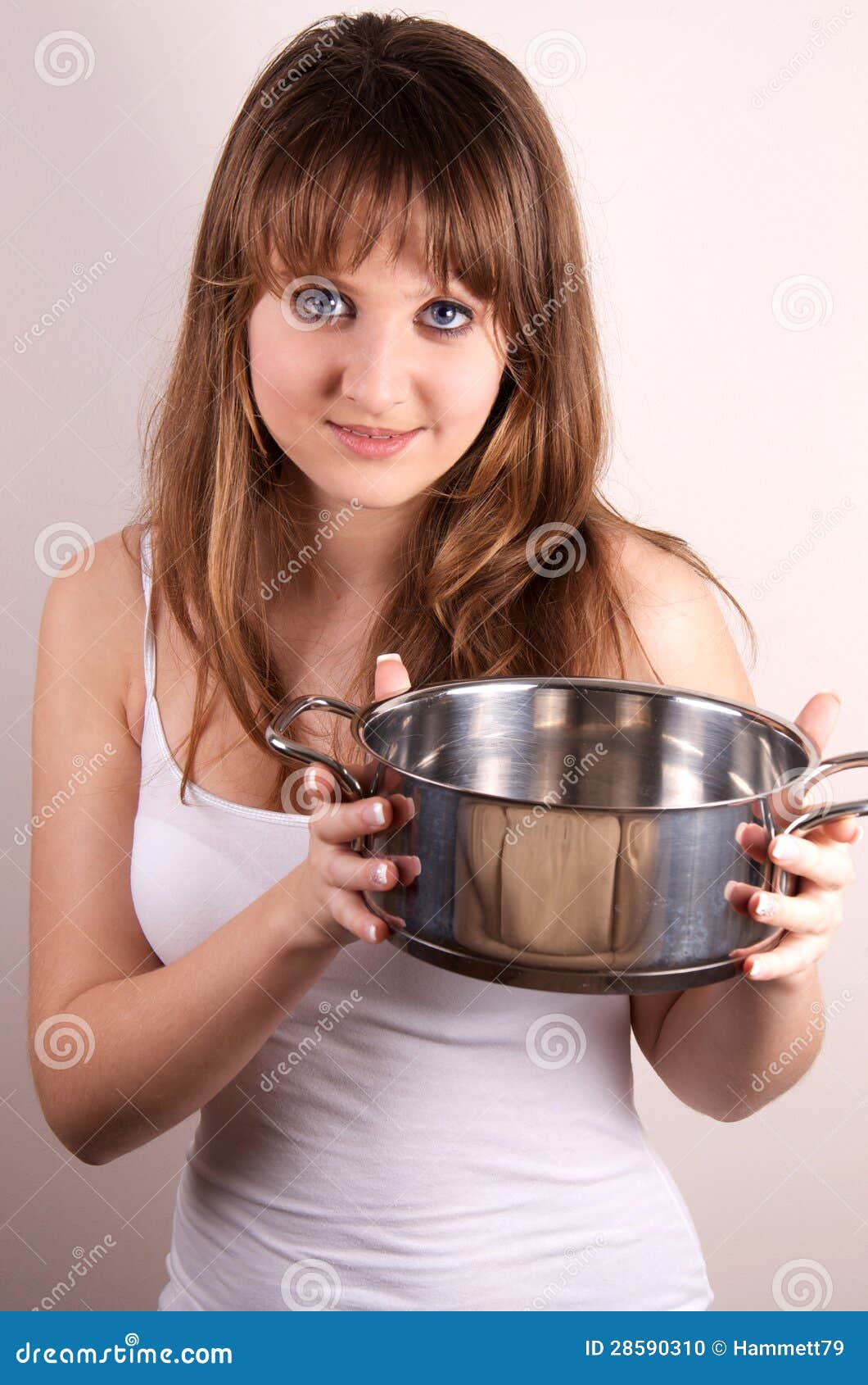 Girl and a pot. stock photo. Image of teen, fingers, eyes 28590310