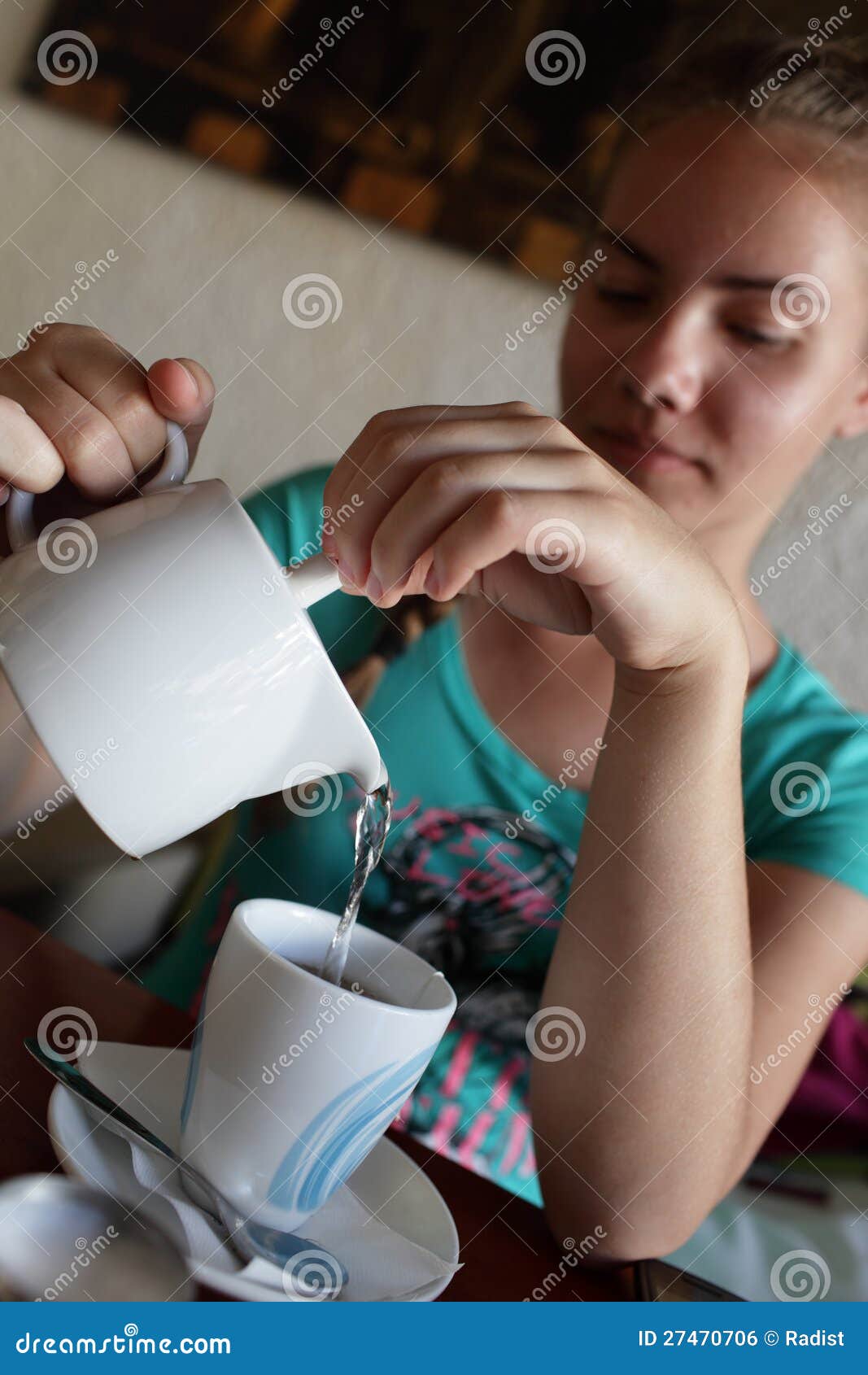 Girl pouring water stock photo. Image of healthy, positive 27470706