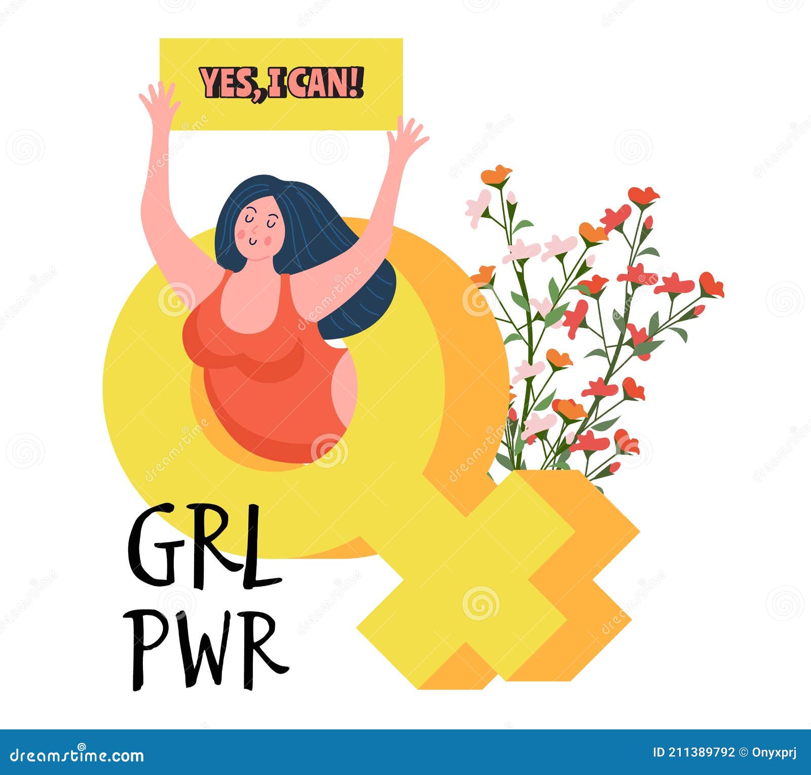 Super Woman. Symbol of female power, woman rights, protest, feminism.  Vector. Stock Vector