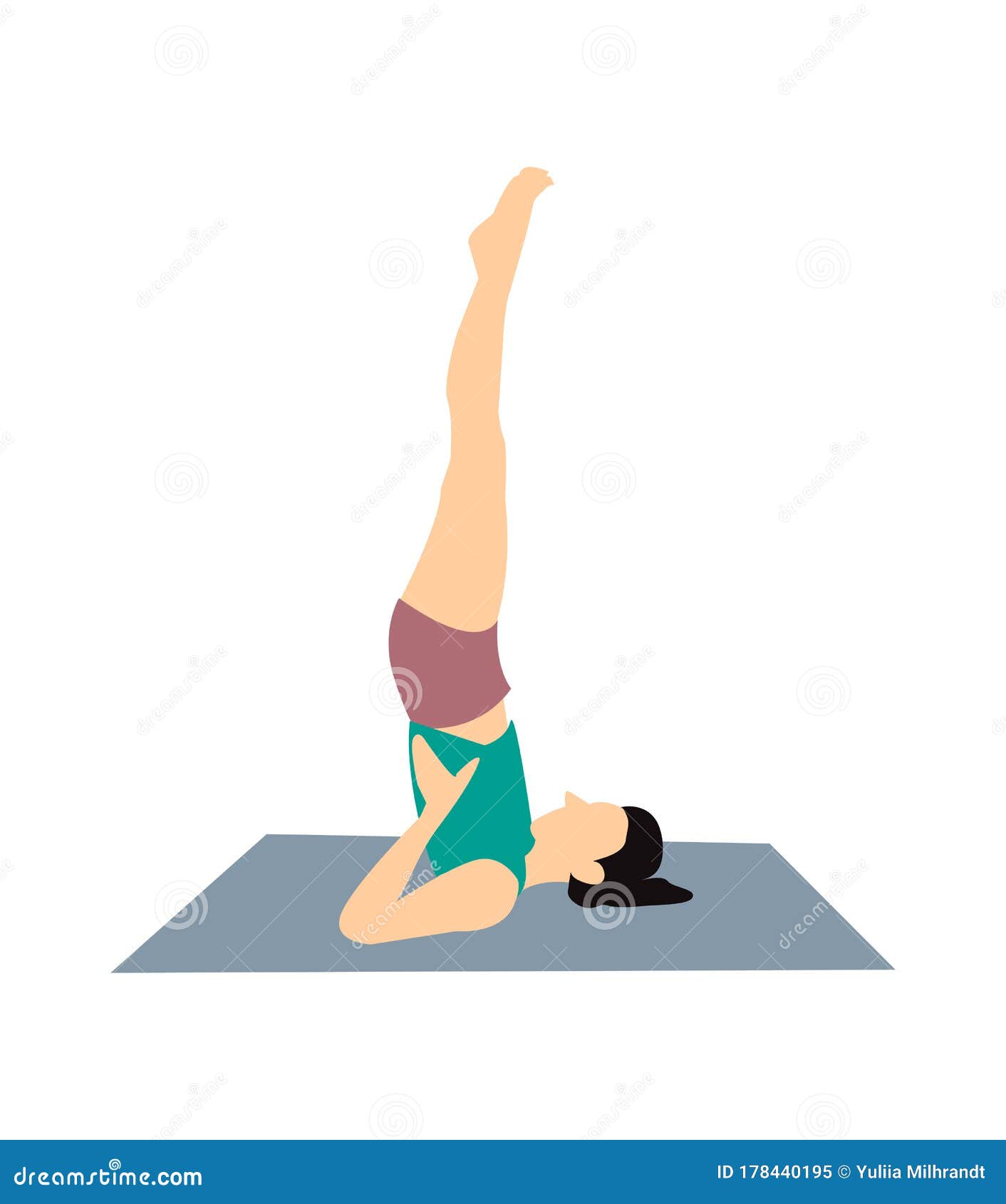 Girl Practicing Yoga. Sarvangasana Pose. Stock Illustration ...