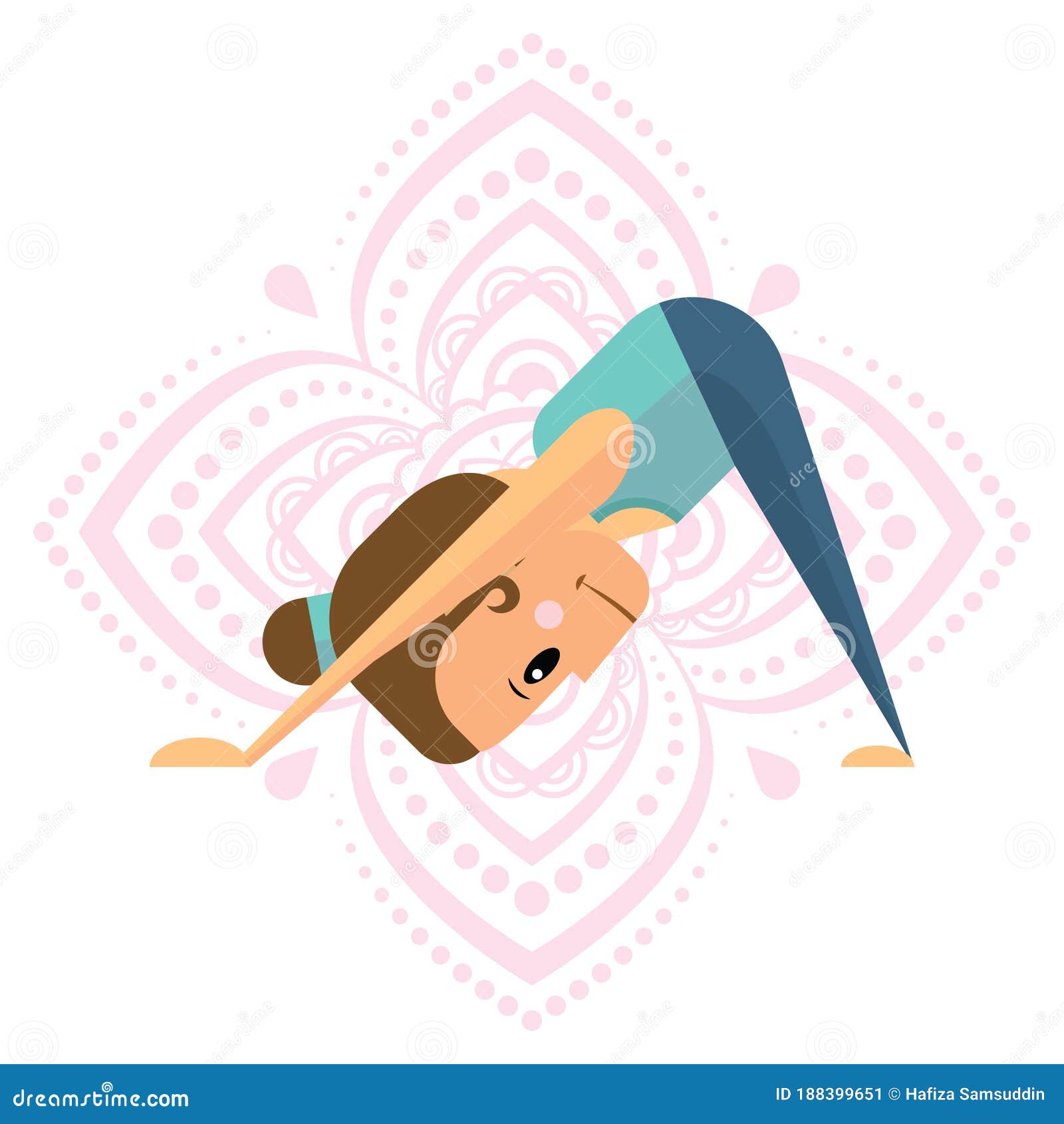 Girl Practising Yoga in Downward Dog Pose. Vector Illustration ...
