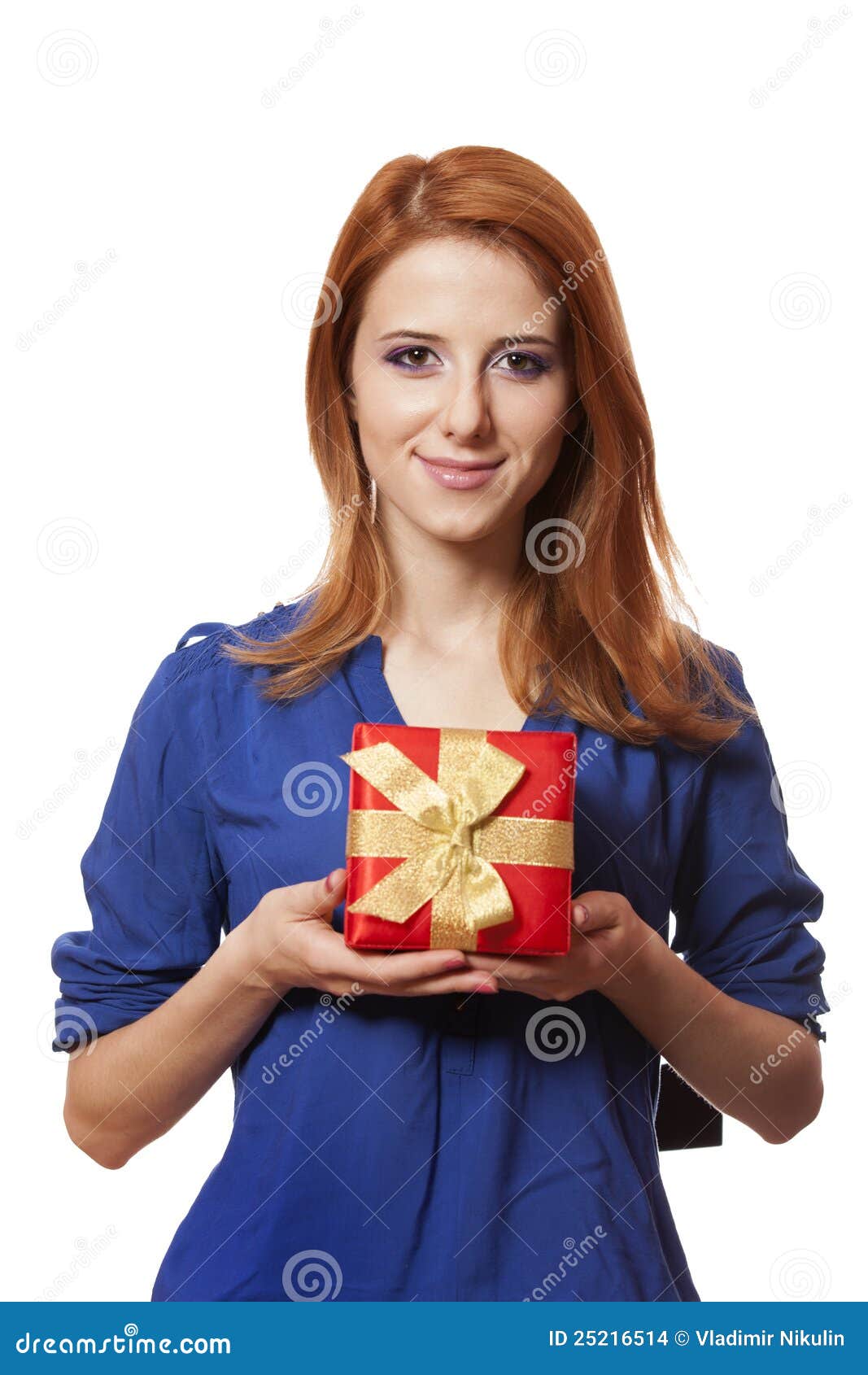 Girl with present box. stock photo. Image of event, live - 25216514