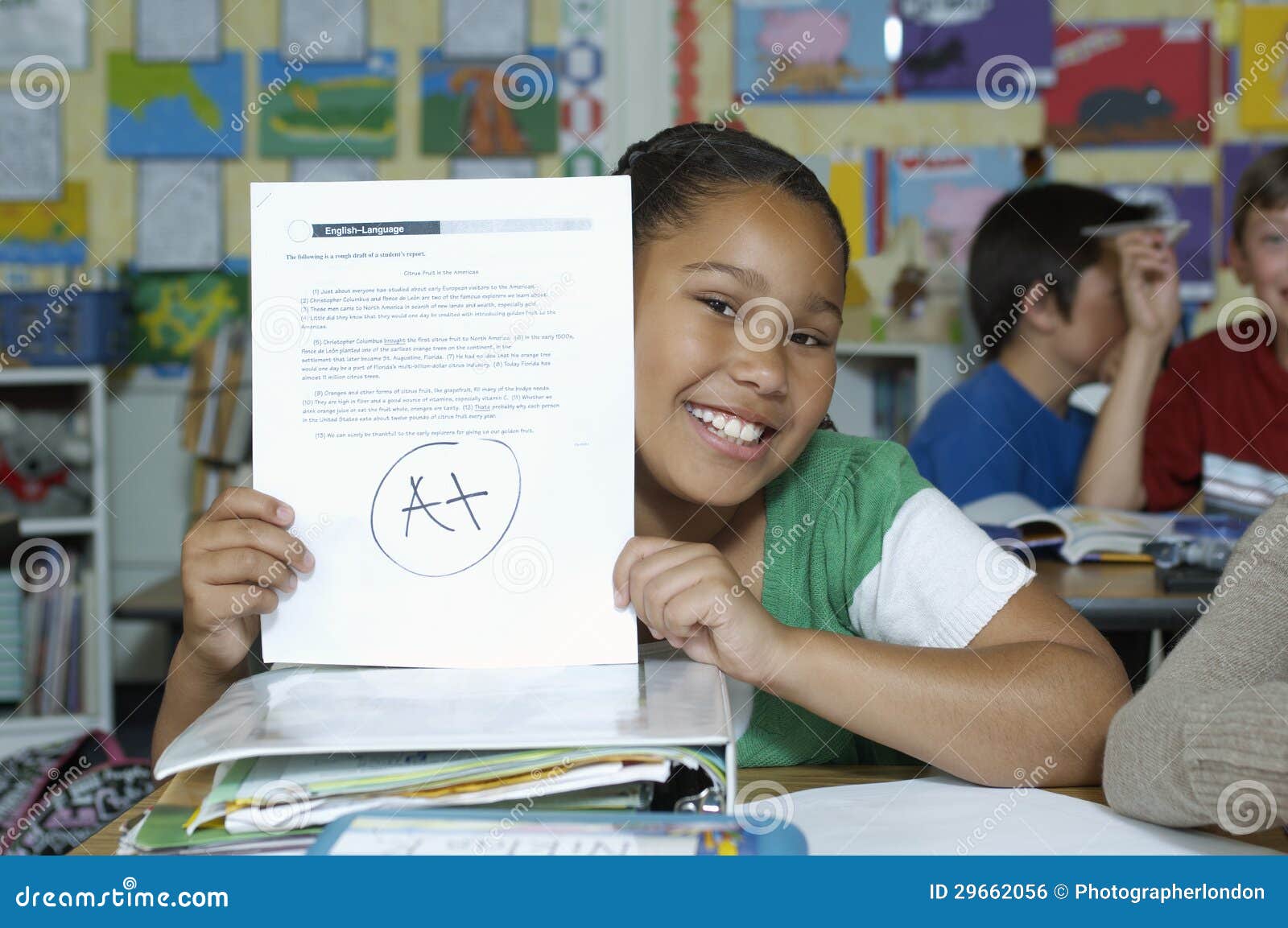 Girl Presenting Her Test Result Stock Photo Image of education, exam