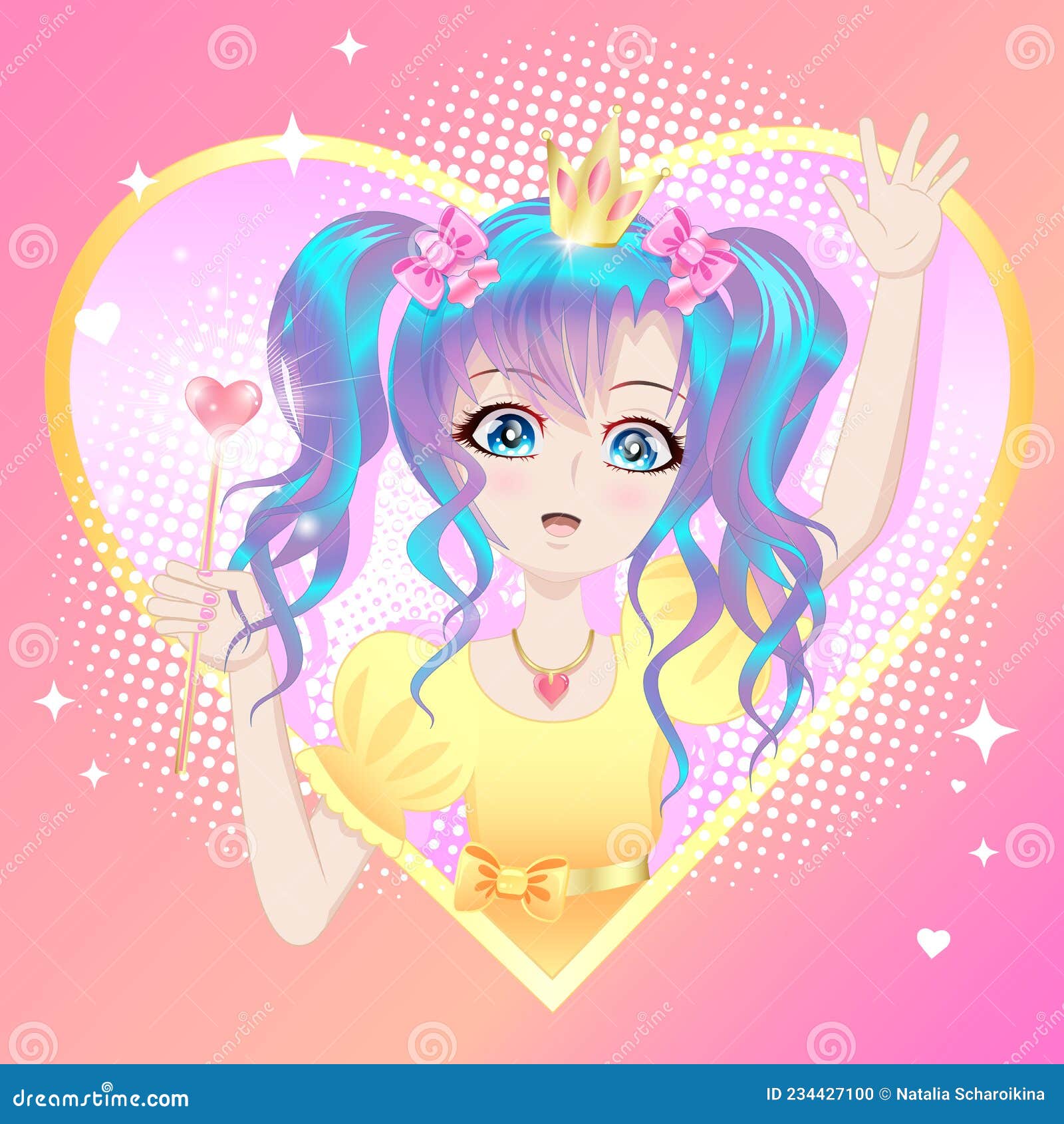 Girl in a Princess Crown with a Magic Wand in the Style of Anime, Manga. Stock Vector - Illustration of young, vector: 234427100 Girl in a Princess Crown with a Magic Wand in the Style of Anime, Manga. Stock Vector - Illustration of young, vector: 234427100