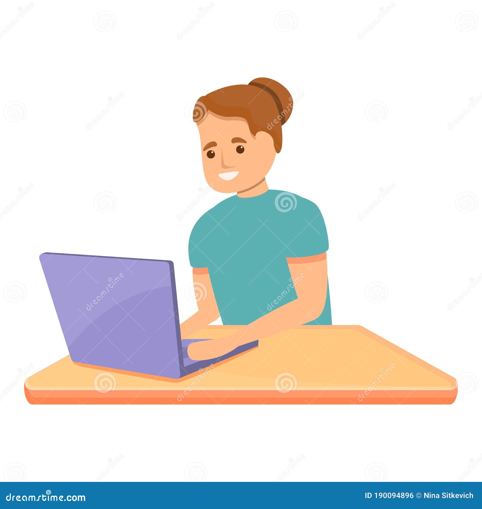 Girl Programming Laptop Icon, Cartoon Style Stock Vector - Illustration ...