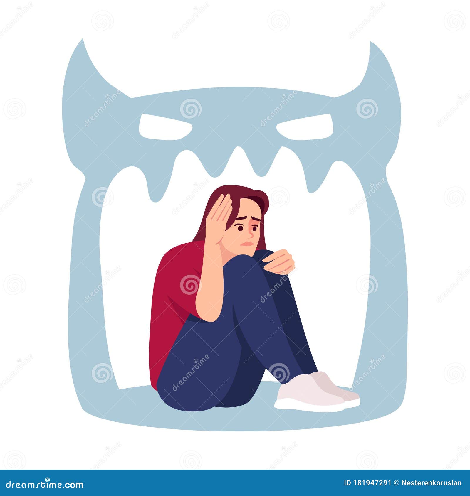 Girl With Psychosis Semi Flat Rgb Color Vector Illustration Stock 