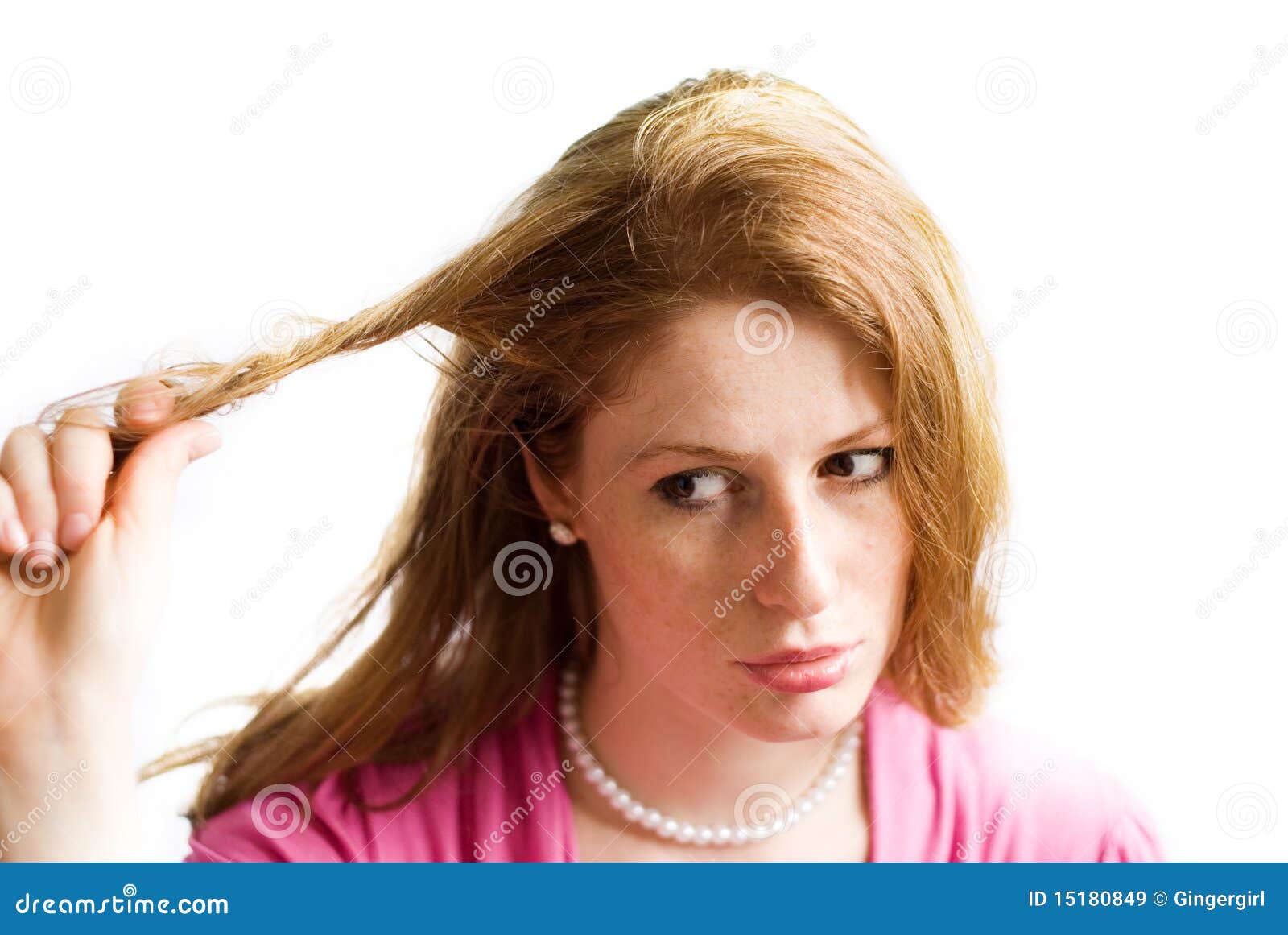 Girl pulling her hair stock image. Image of long, shot 15180849