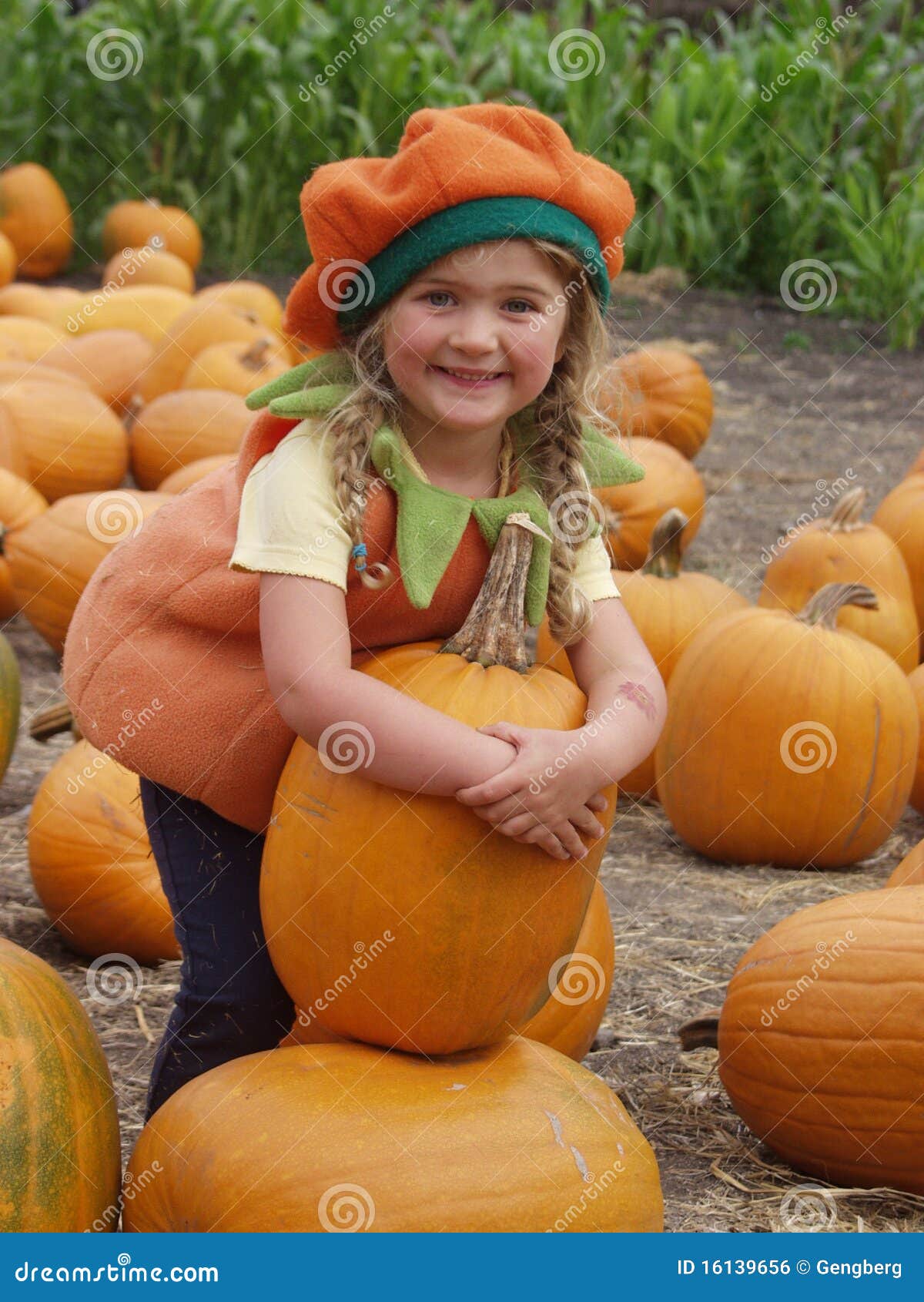 Girl pumpkin costume2 stock photo. Image of season, girl - 16139656