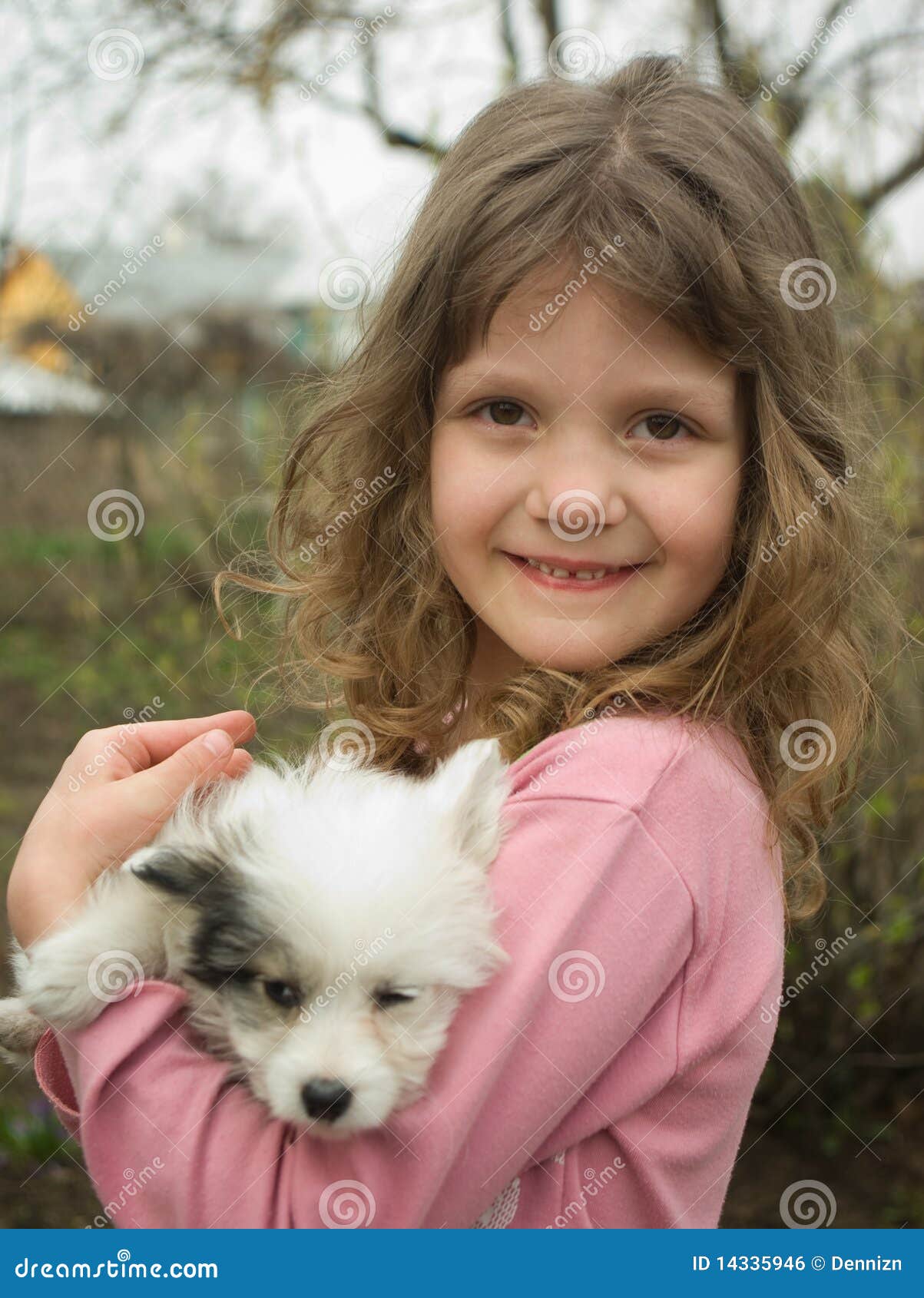 Girl and puppy stock photo. Image of young, cute, portrait - 14335946