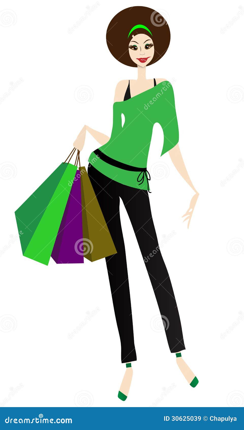 The girl with purchases stock vector. Illustration of consumerism ...