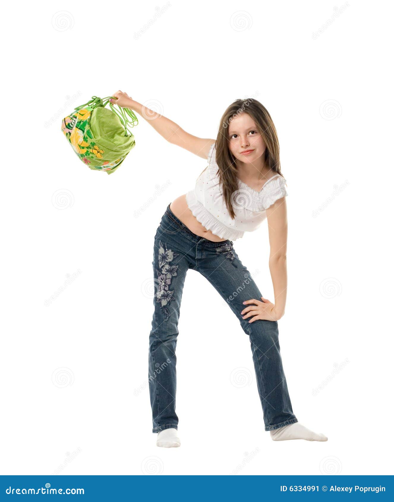 Girl with purse stock image. Image of cute, cheerful, face 6334991