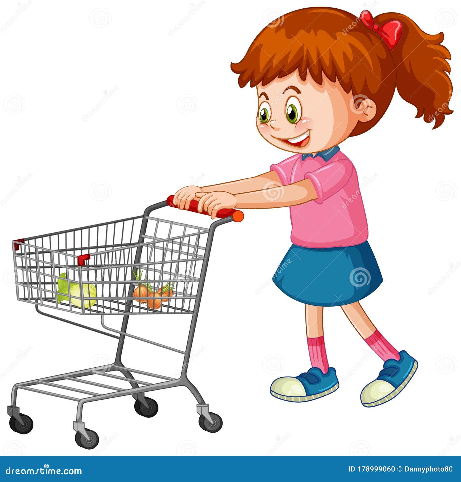Supermarket Cart Cartoon : Supermarket Aisle With Shopping Cart Stock ...