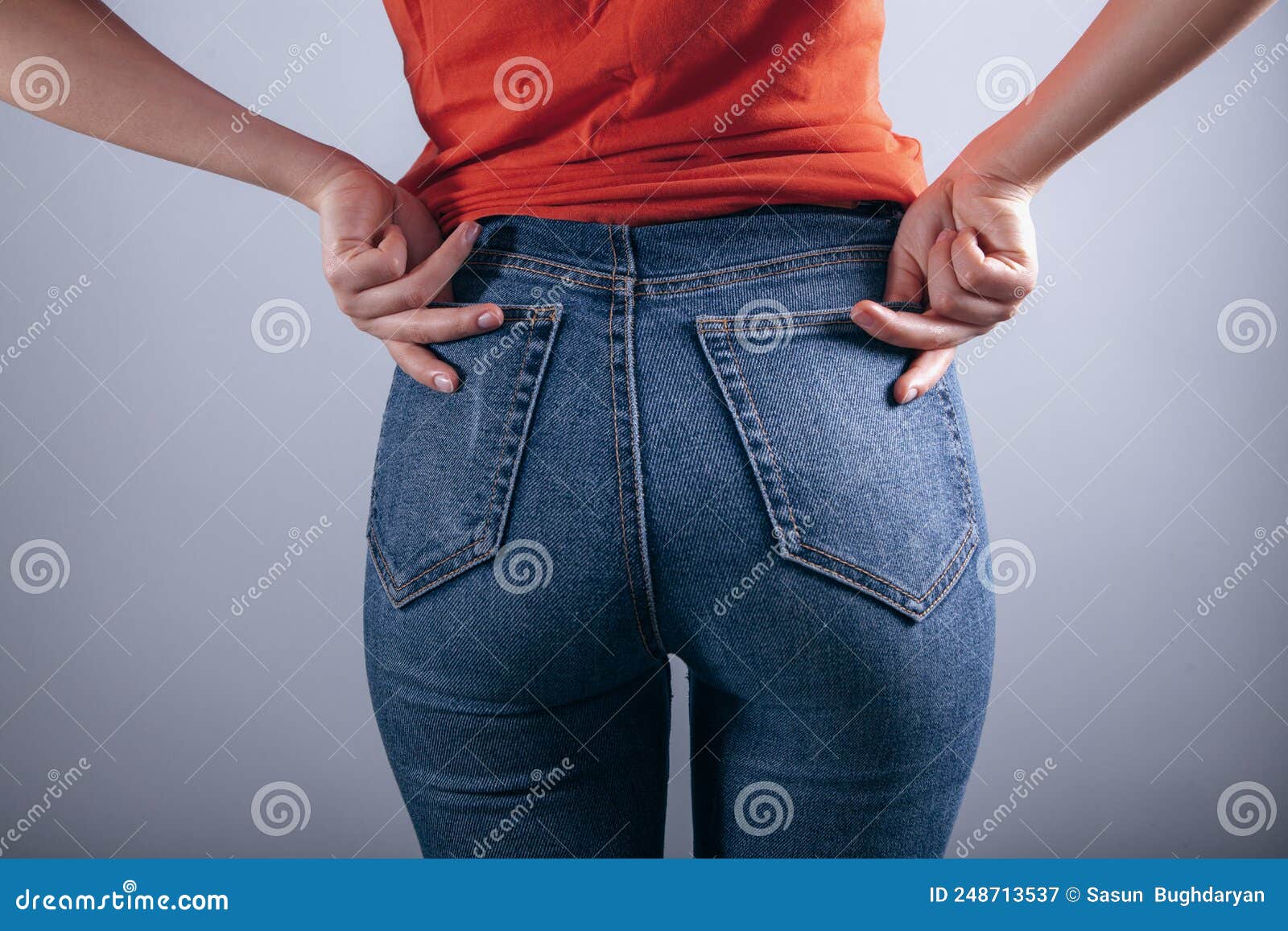 The Girl Put Her Hand In Her Back Pocket Stock Image Image Of Girl Body 248713537