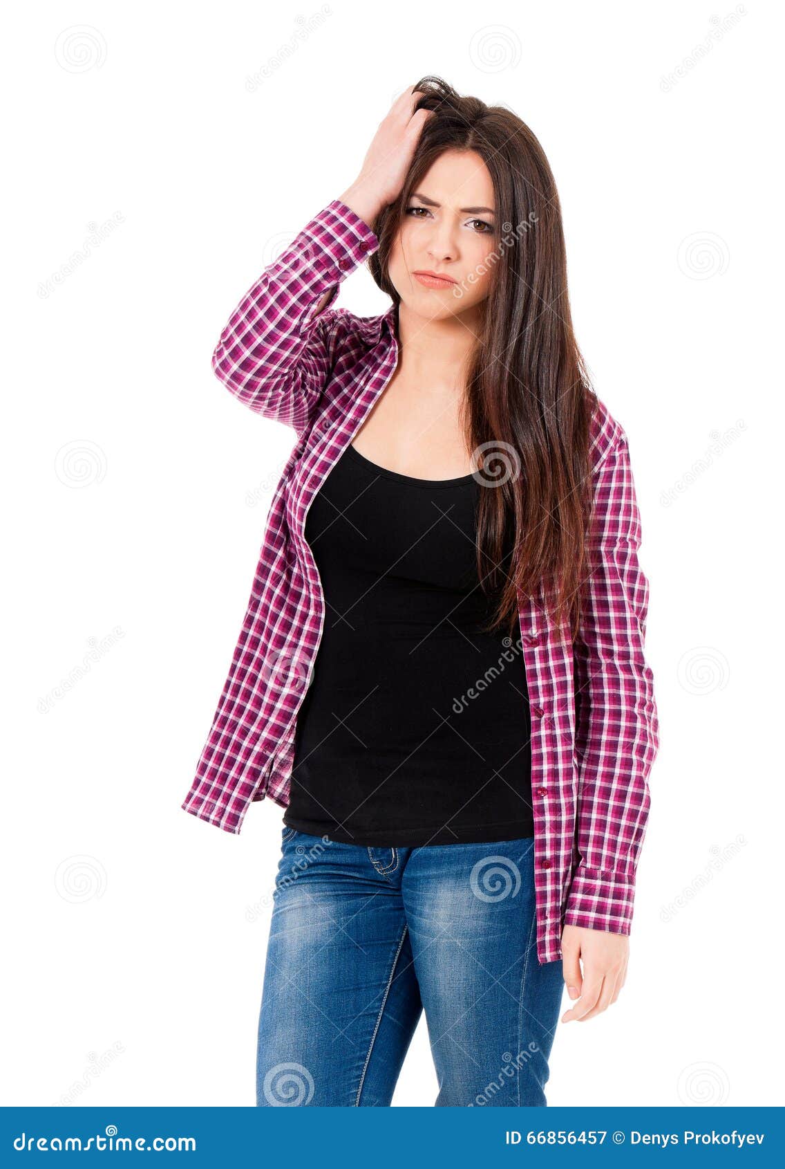 Girl Puts Hands on the Head Stock Image Image of beautiful, ache