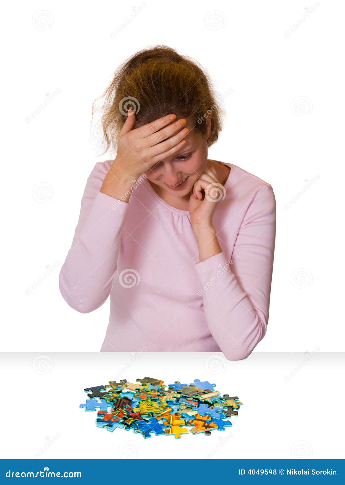 Girl and puzzle stock photo. Image of creativity, childhood 4049598