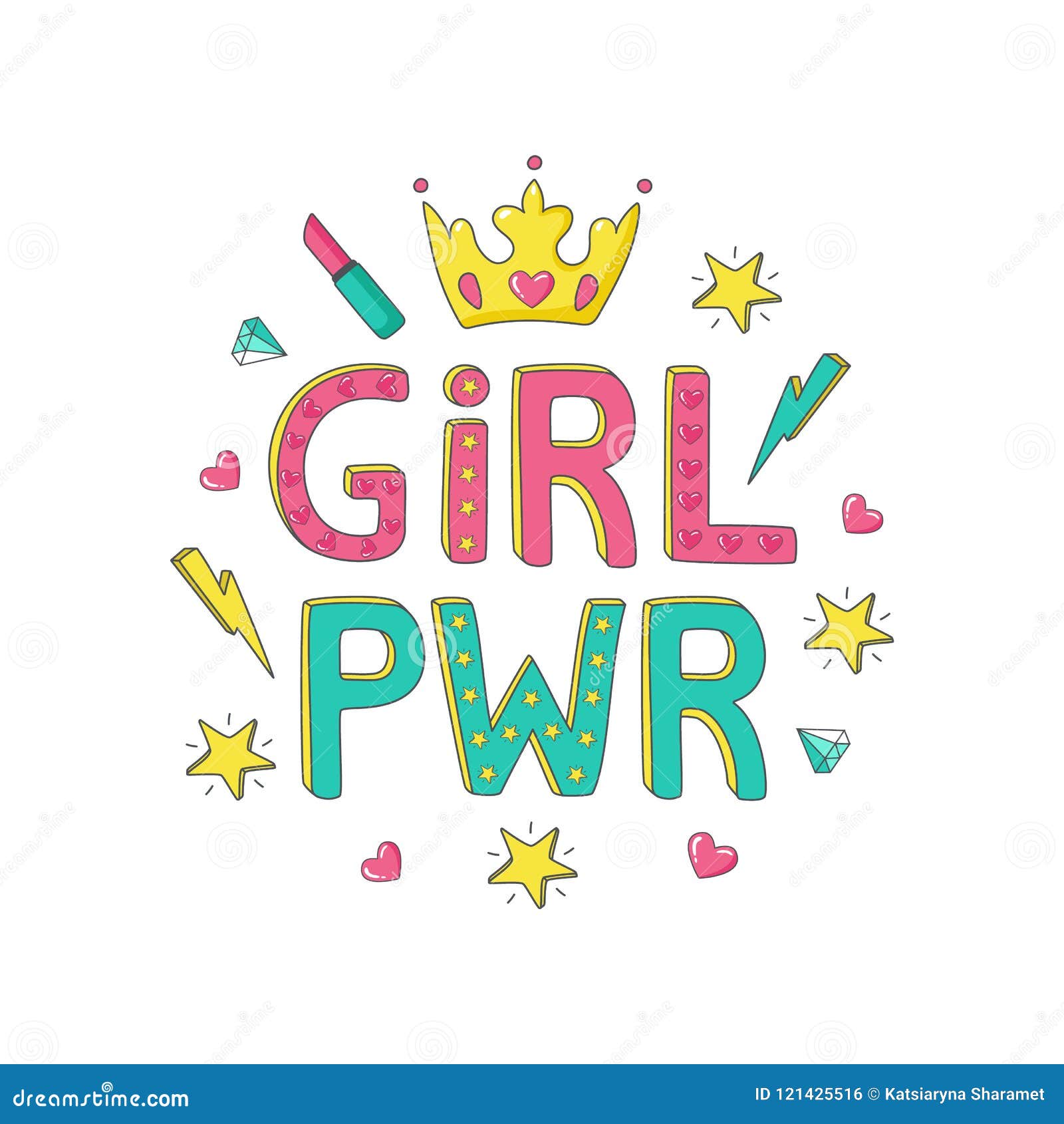 Girl PWR Motivational Quote on White Background. Stock Vector ...