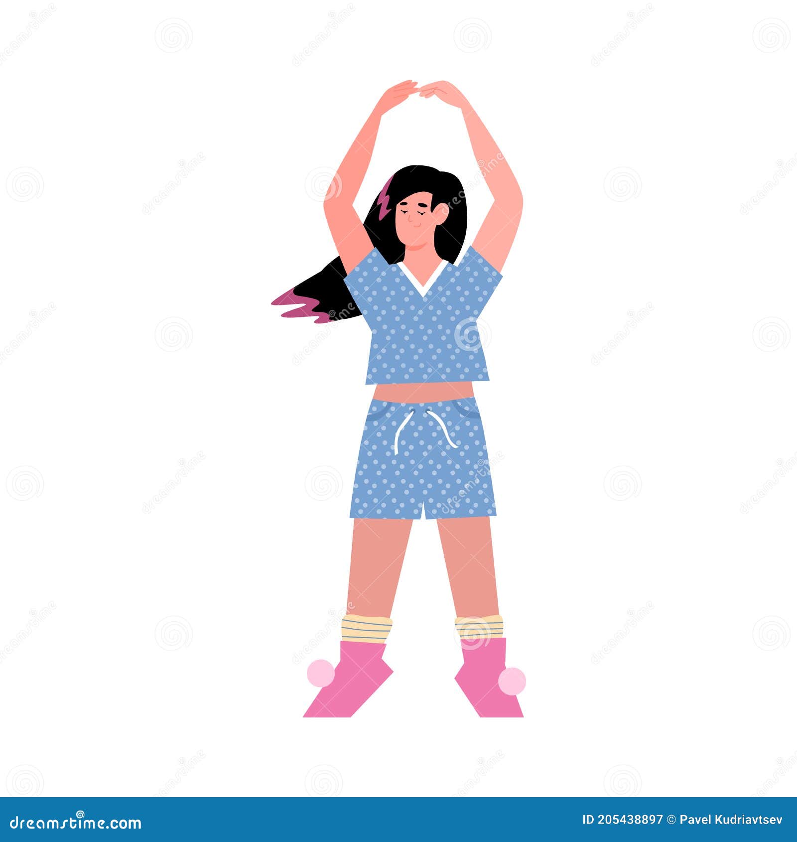 Girl In Pyjamas Having Fun And Dance At Pajama Party A Vector