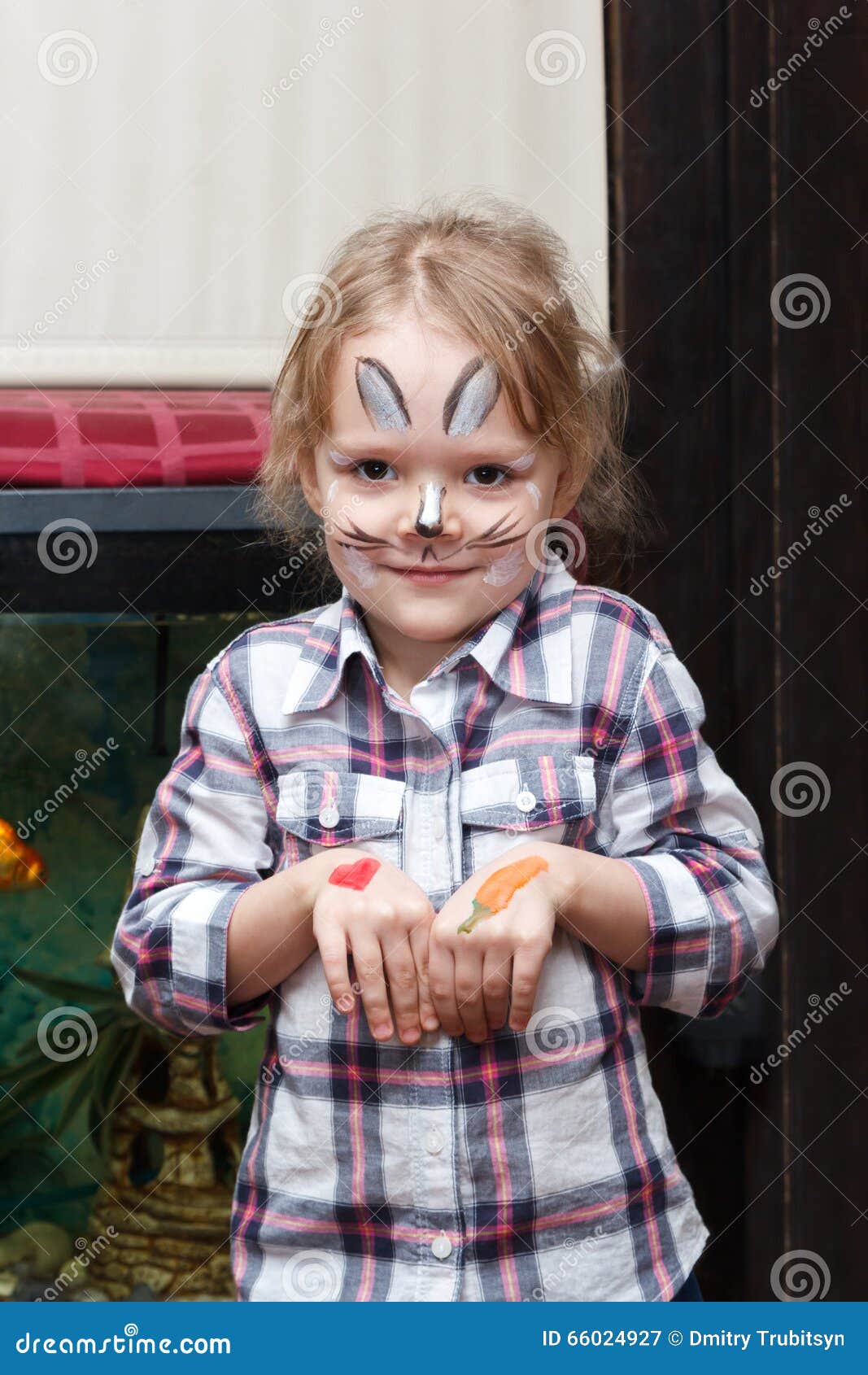 Girl with Rabbit Face Painting Stock Image Image of creative