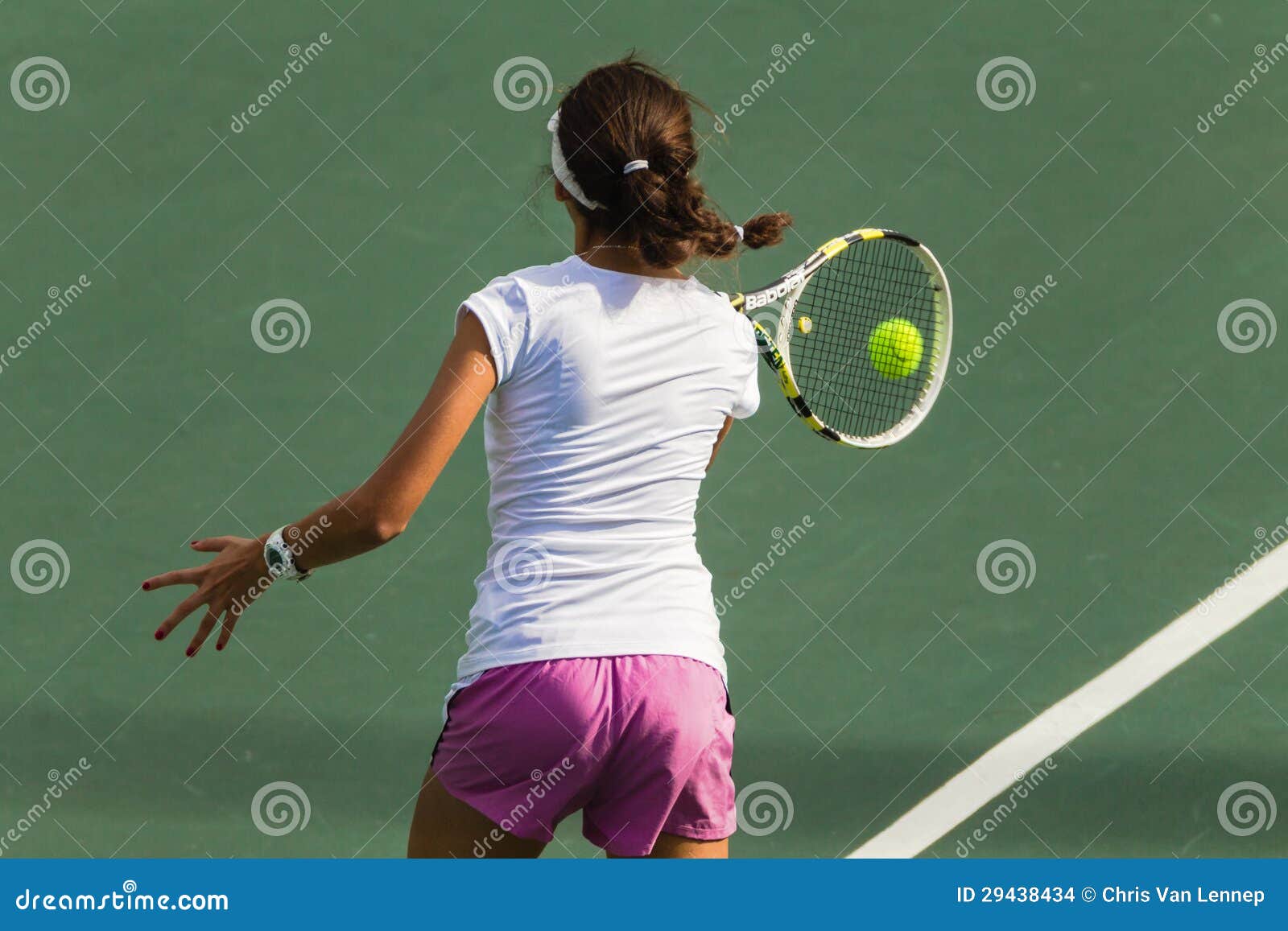 Girl Tennis Hits Ball Editorial Stock Image - Image: 29438434