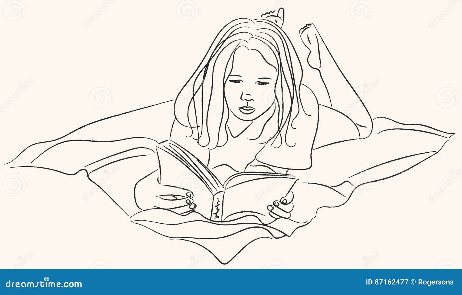 How to draw a girl reading a book step by step