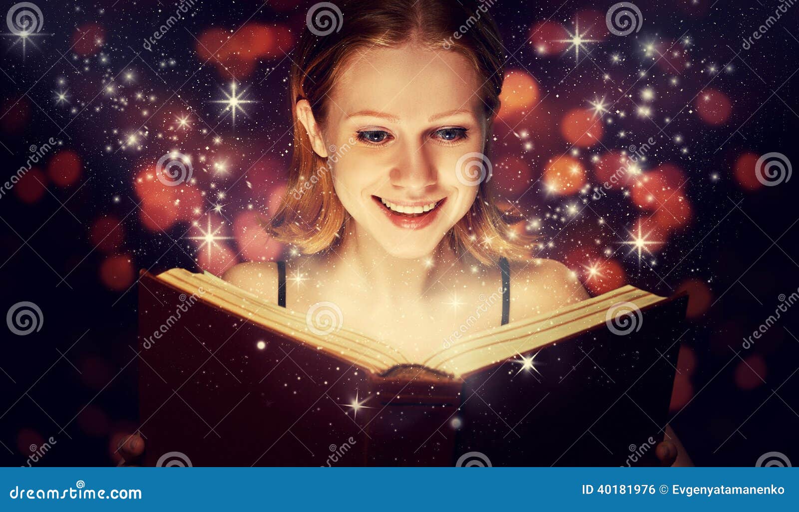 Girl Reading Magic Book Stock Photo - Image: 40181976