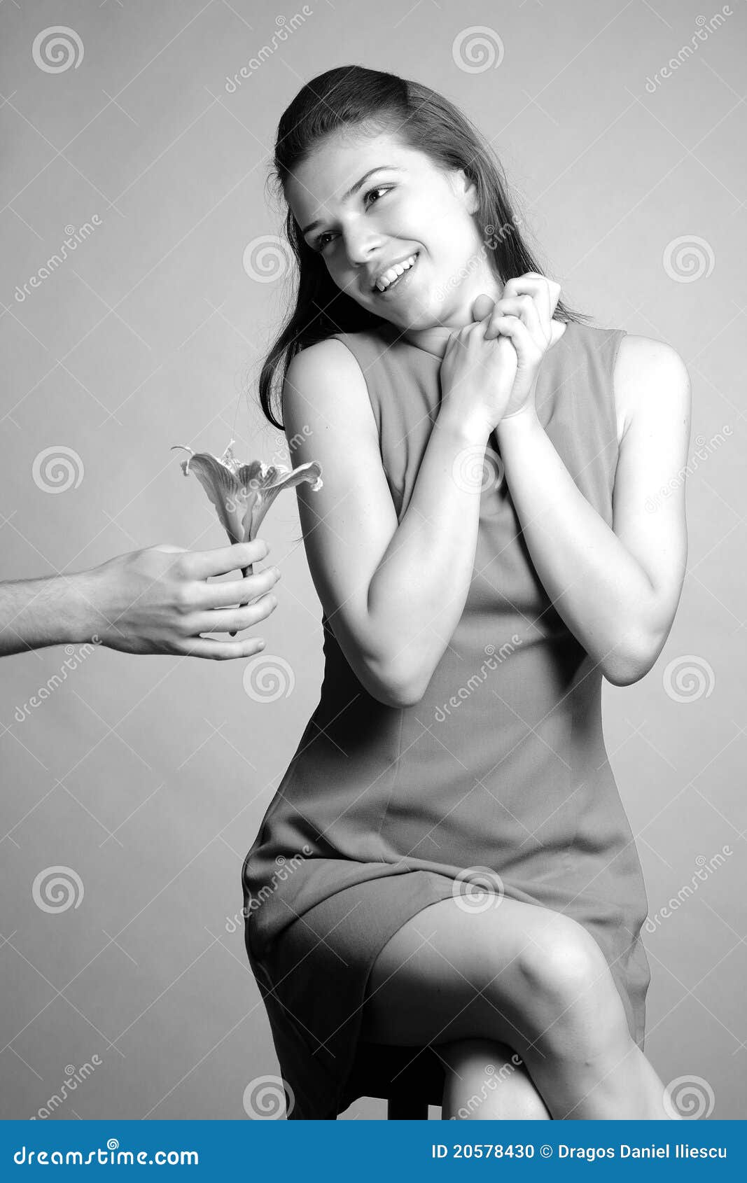 Girl receiving flower gift stock photo. Image of people 20578430