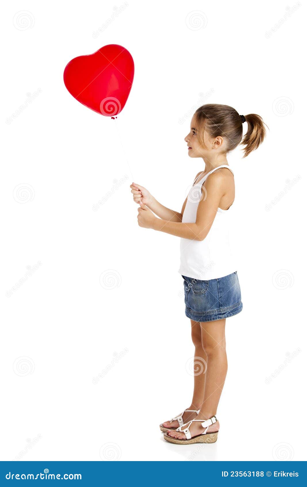 Girl with a red balloon stock photo. Image of balloon 23563188