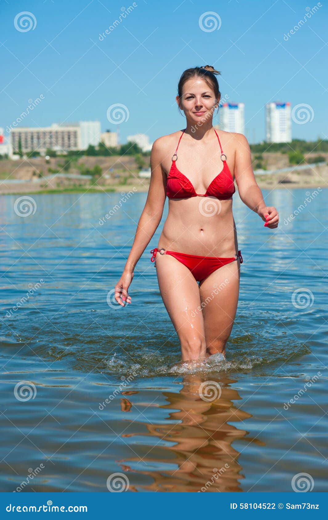 Girl in Red Bikini Exit from River Stock Photo Image of girl, beauty