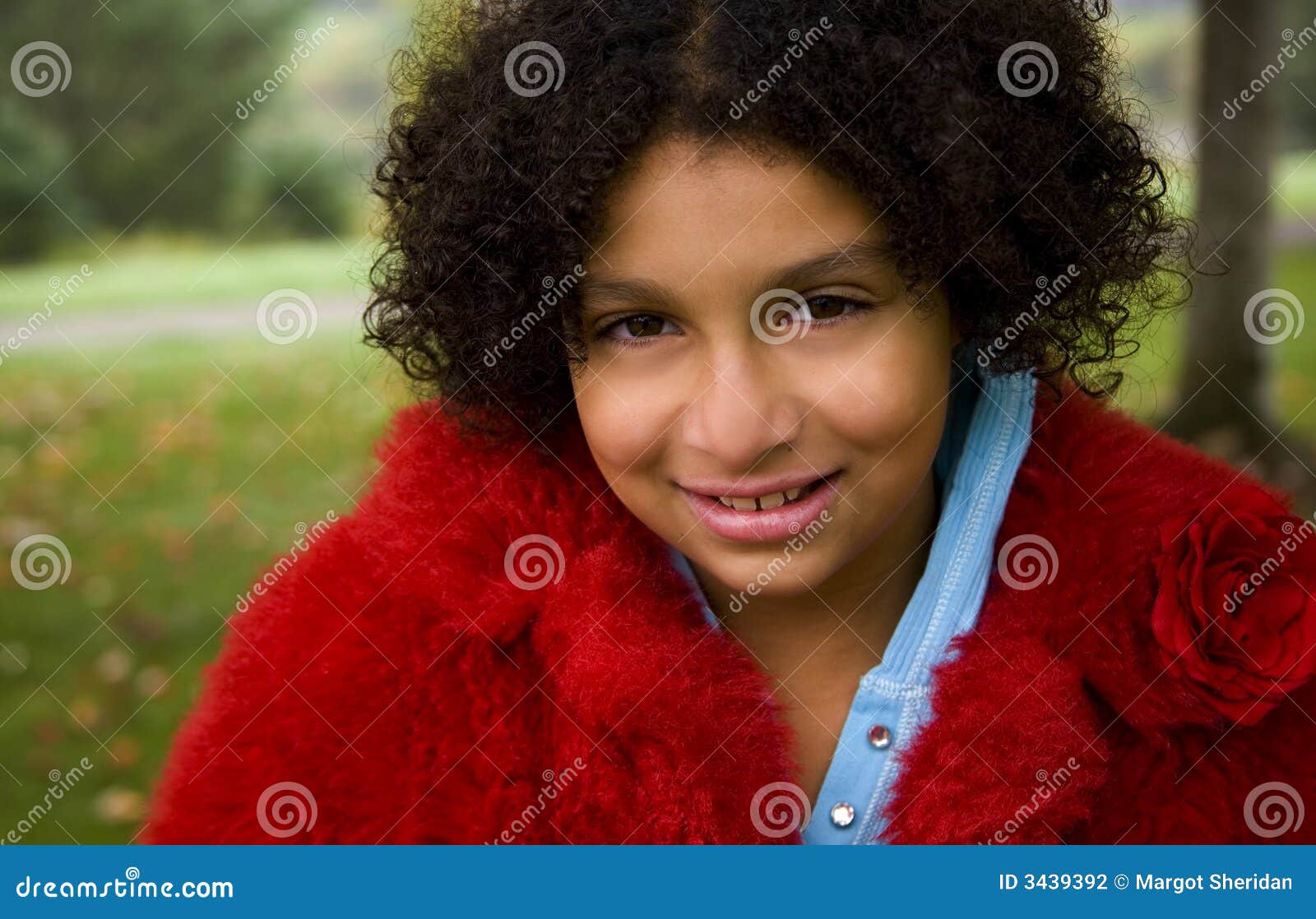 Girl in the Red Coat stock photo. Image of girl, brown 3439392