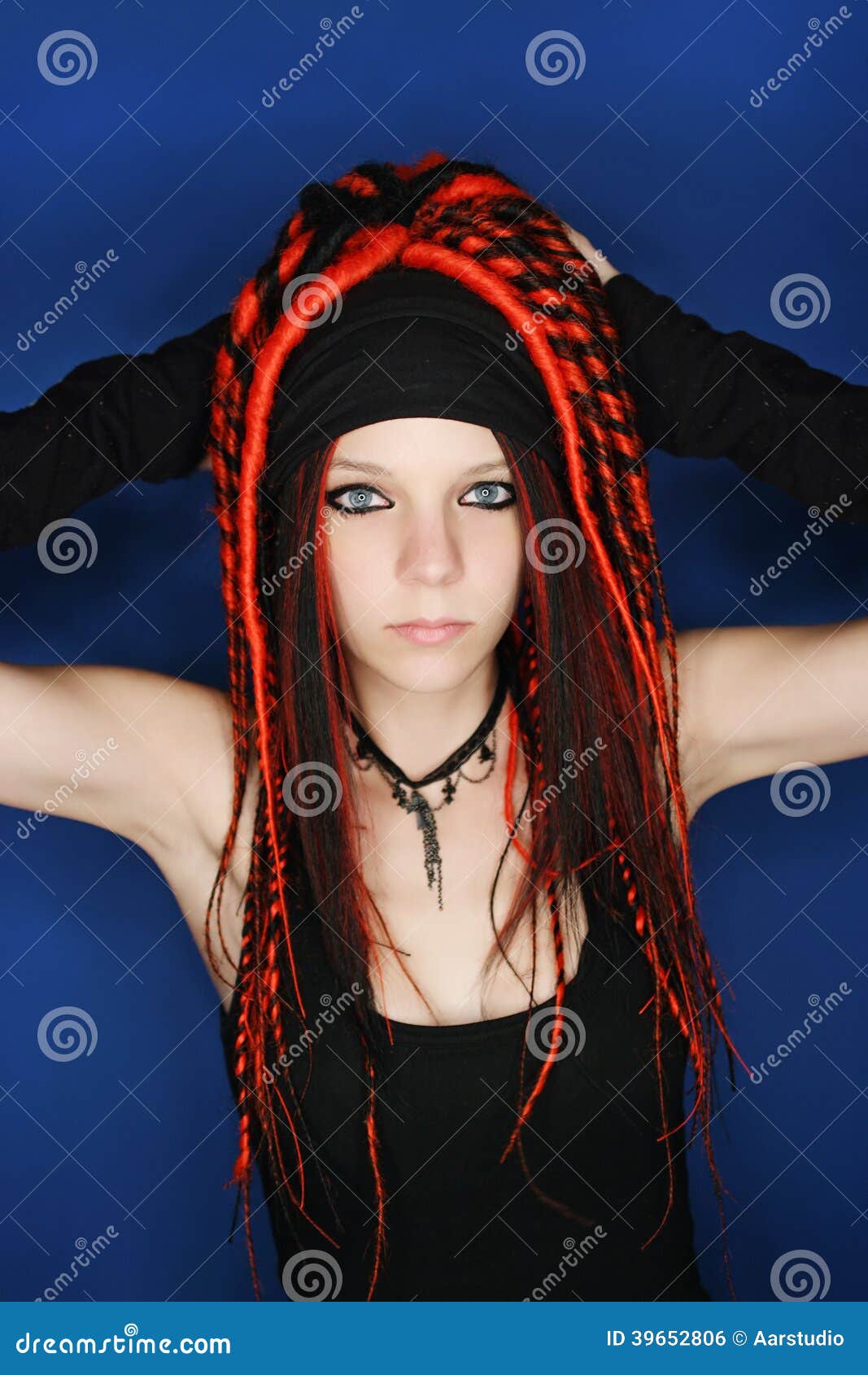 Girl With Red Dreadlocks Stock Photo Image Of Blue