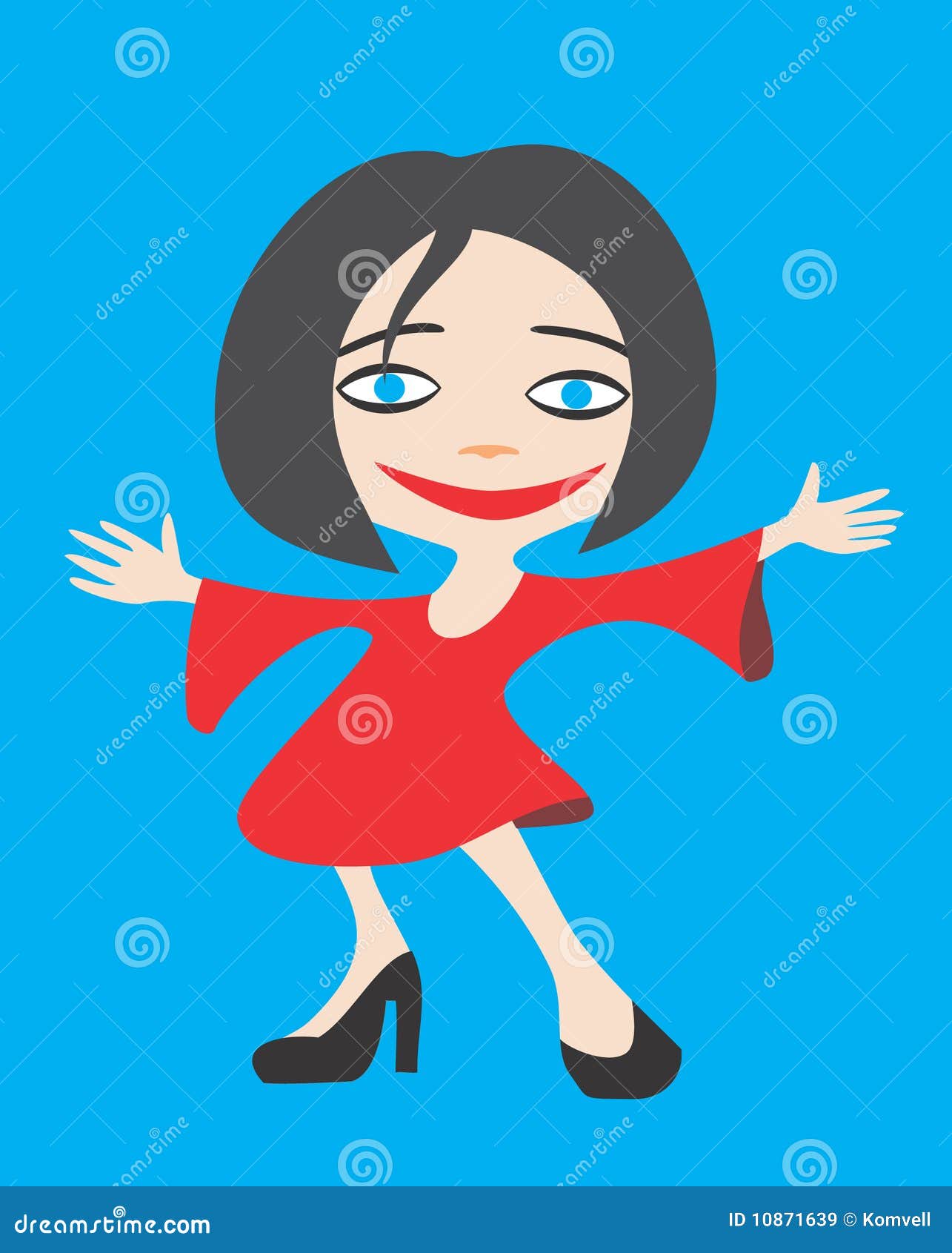 Girl in red dress stock vector. Illustration of funny 10871639